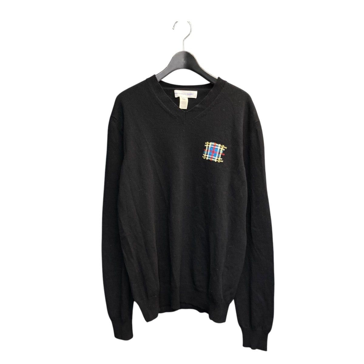 Comme des Garcons × Comme des Garcons SHIRT Patchwork Motif V Neck Wool Knit Sweater Size M / US 6-8 / IT 42-44 - 1 Thumbnail