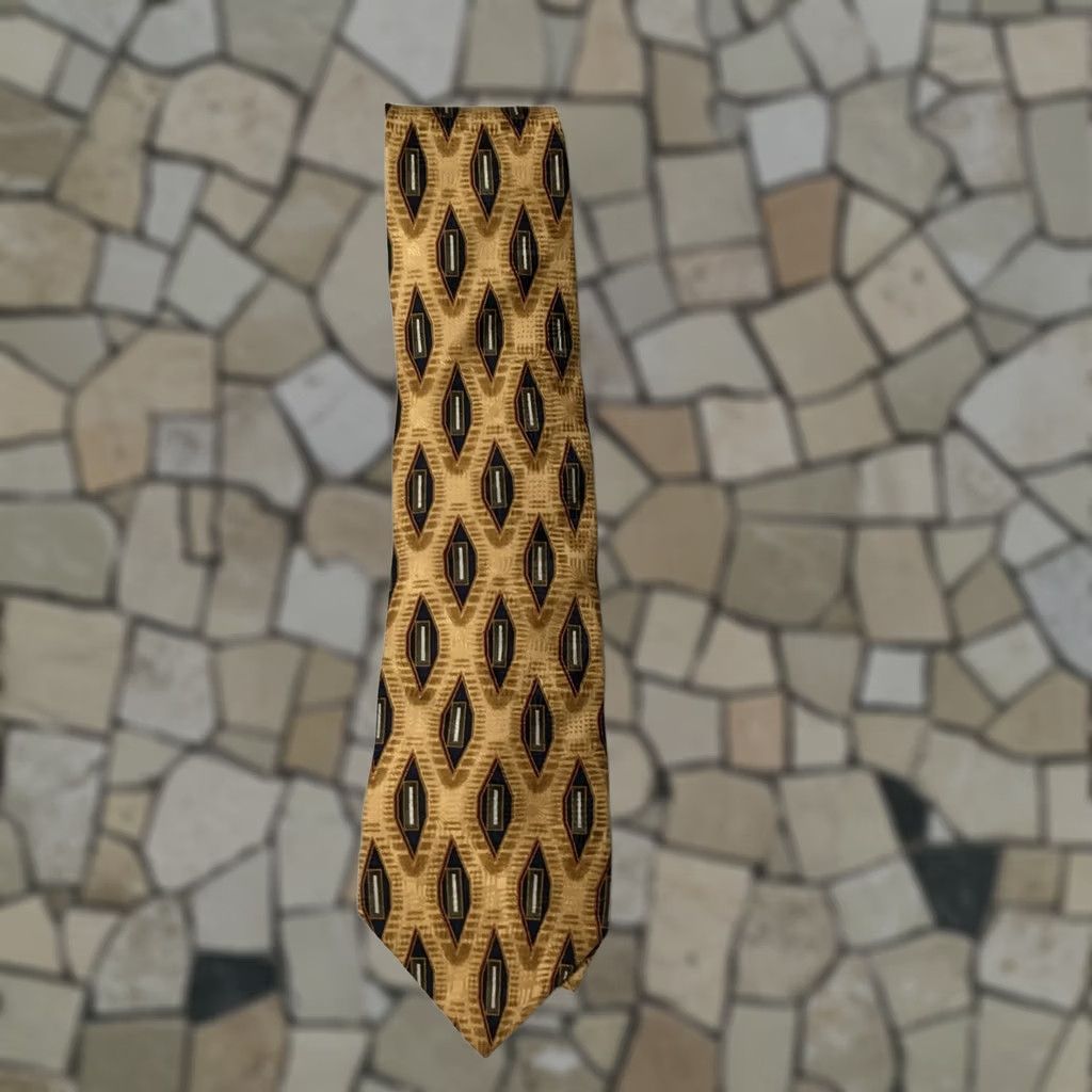 Bill Blass Bill Blass Tie Silk Geometric gold Pattern Men Size ONE SIZE - 1 Thumbnail