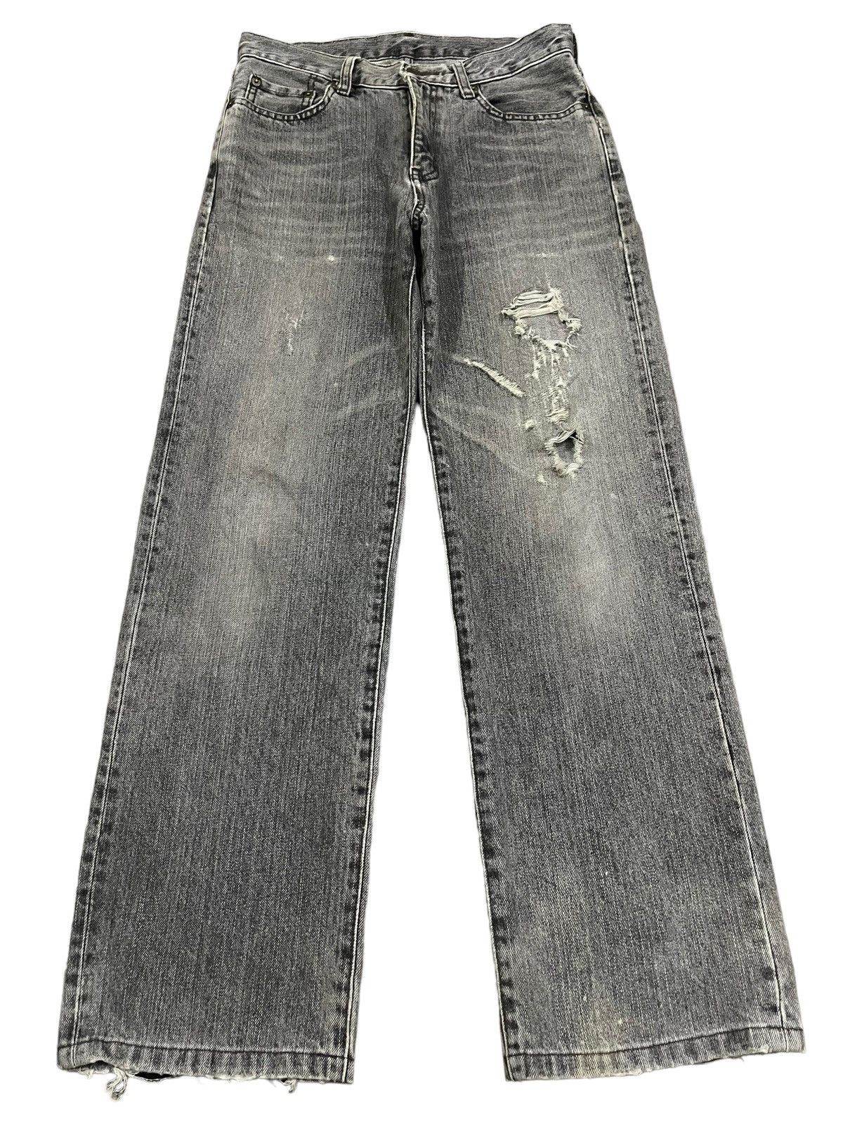 image of Jun Takahashi x Uniqlo Vintage Japanese Uniqlo Faded Washed Distressed Baggy Jeans in Black (Size 2