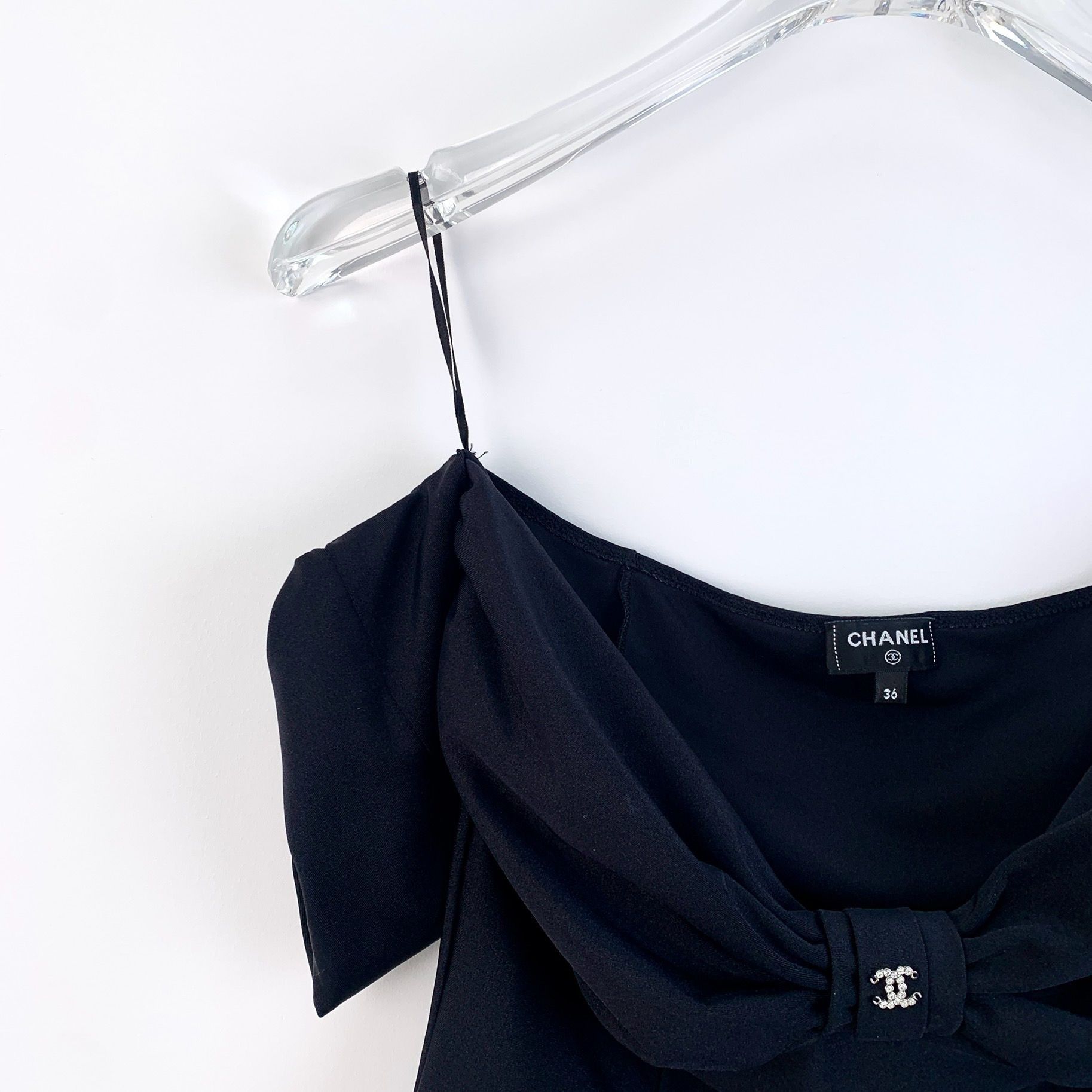 Chanel Chanel Black Off-Shoulder Camisole With Logo Bow Detail Size Size XS / US 0-2 / IT 36-38 - 6 Thumbnail