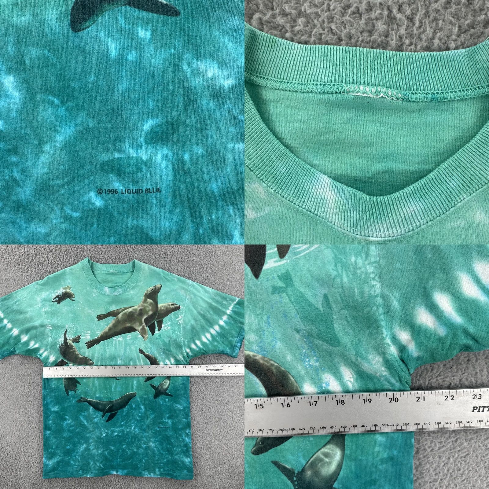 Liquid Blue VINTAGE Liquid Blue 1996 Tie Dye Shirt Mens Large Crew Neck Short Sleeve Navy Blue 90s Mens Size US L / EU 52-54 / 3 - 8 Thumbnail