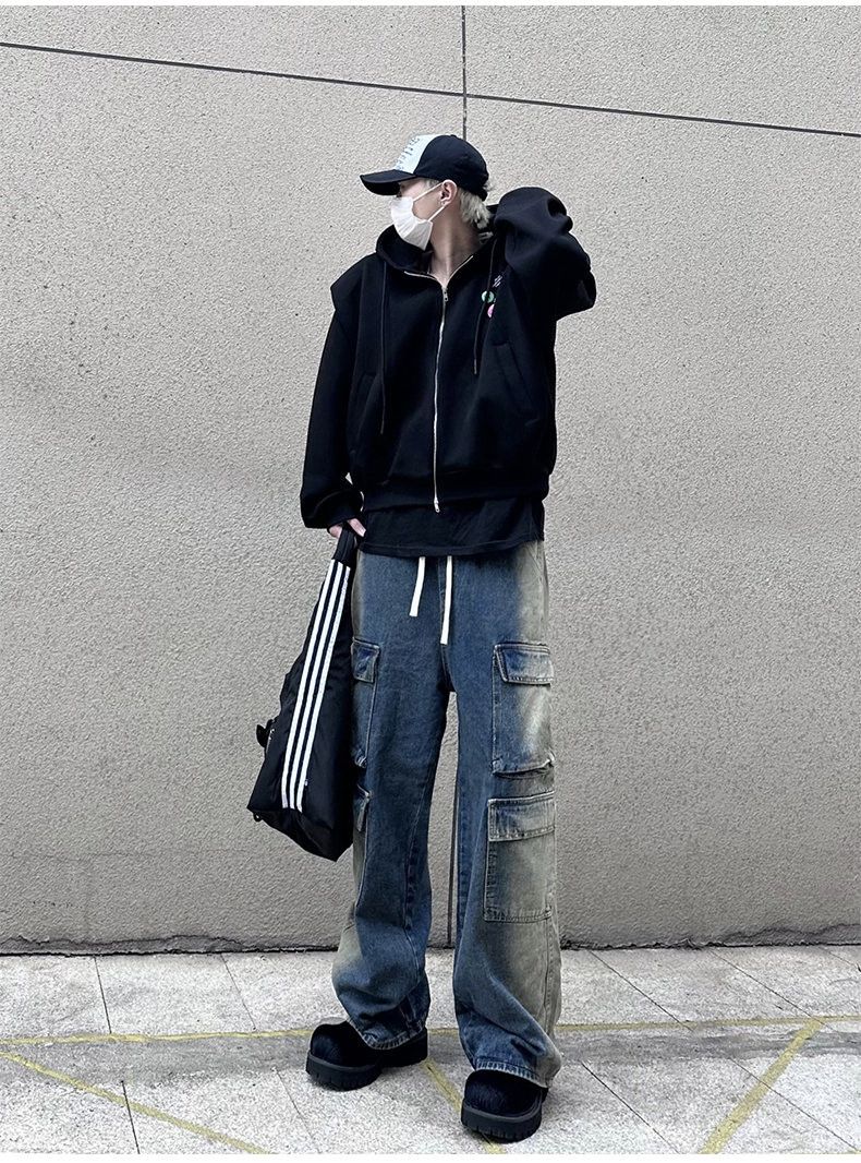 Lace Up Pockets Trousers Jeans