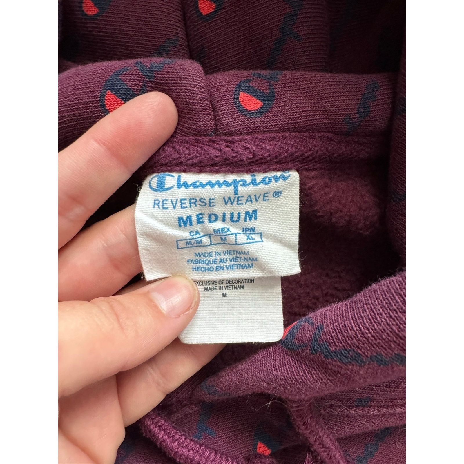 Champion Champion Hoodie MED Purple All Over Logo Print Sweatshirt Size US M / EU 48-50 / 2 - 3 Thumbnail