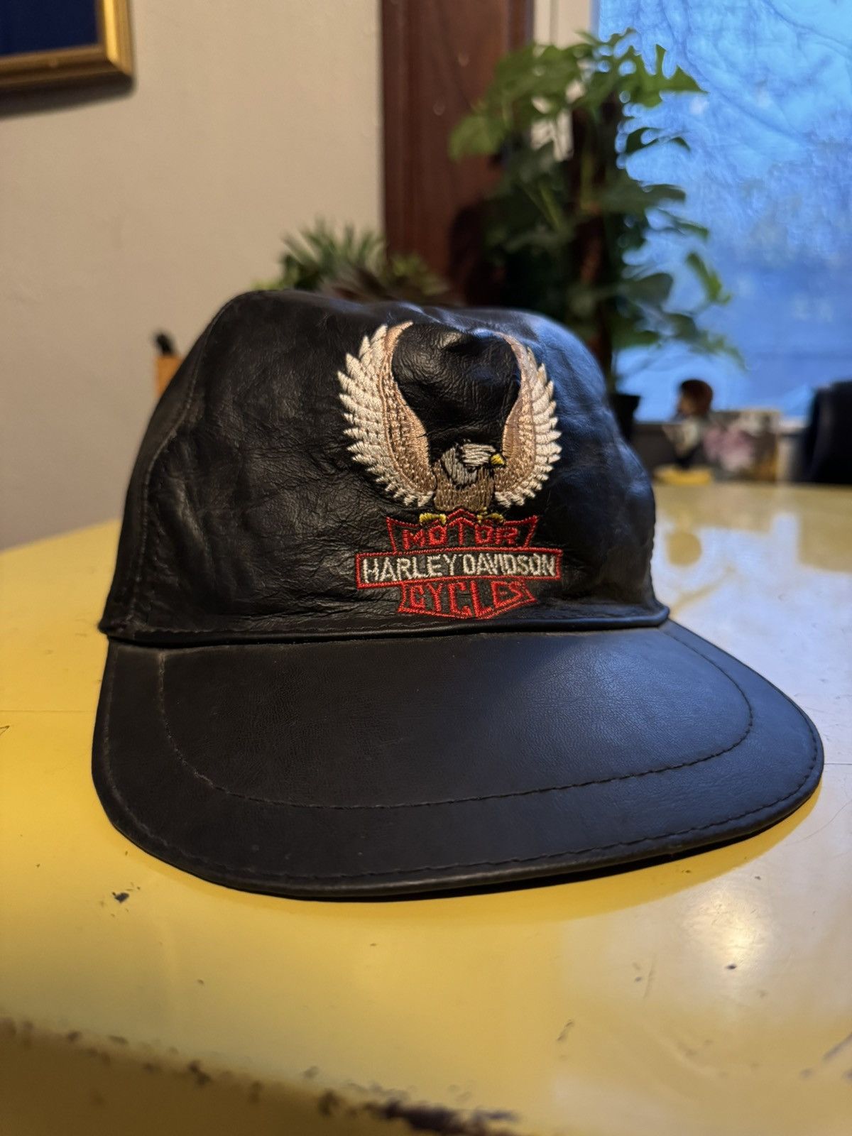 Harley Davidson × Vintage Vintage Harley Davidson Leather Hat Size ONE SIZE - 2 Thumbnail