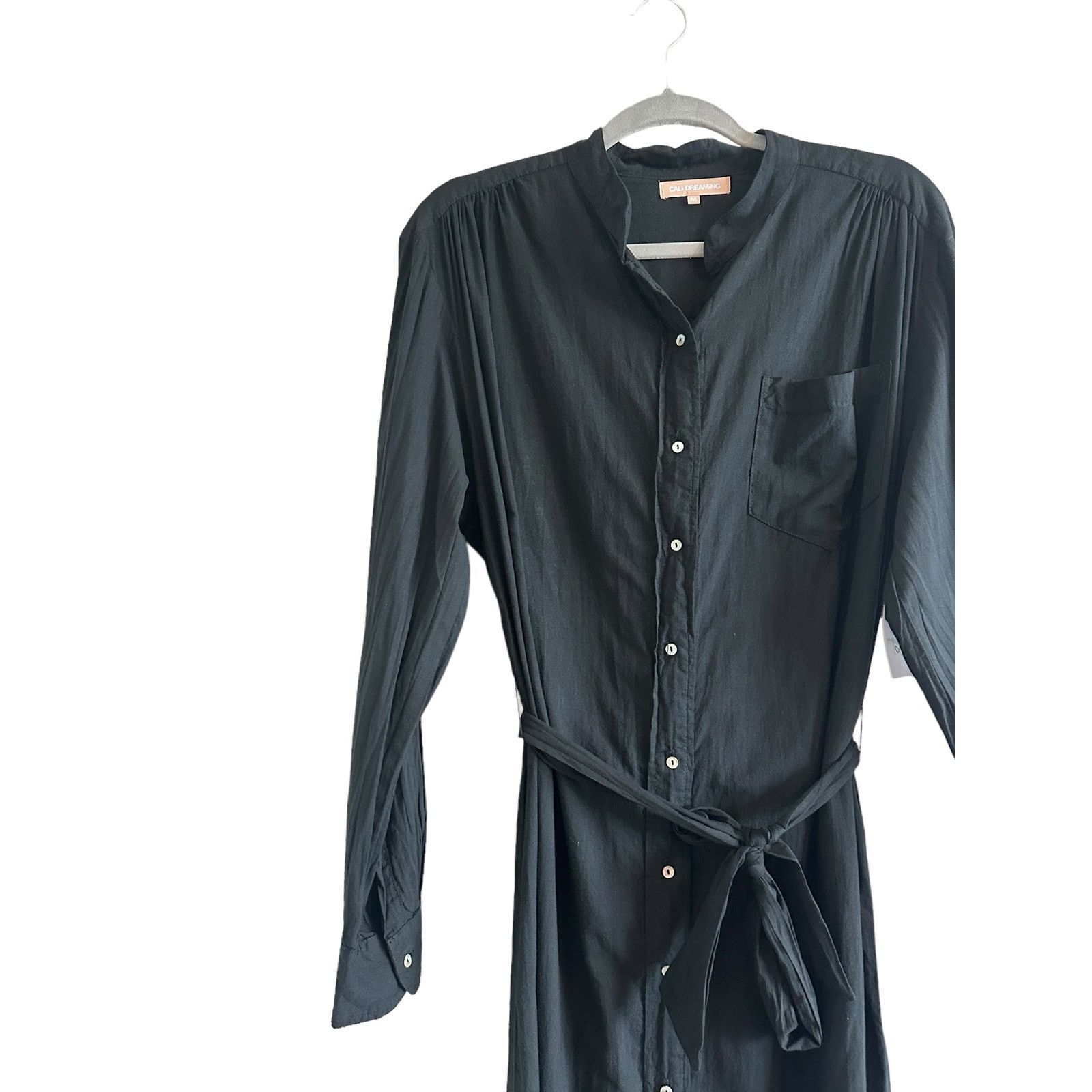 Other Cali Dreaming Medium Black Long Sleeve Button Up Shirt Dress Size M / US 6-8 / IT 42-44 - 3 Thumbnail