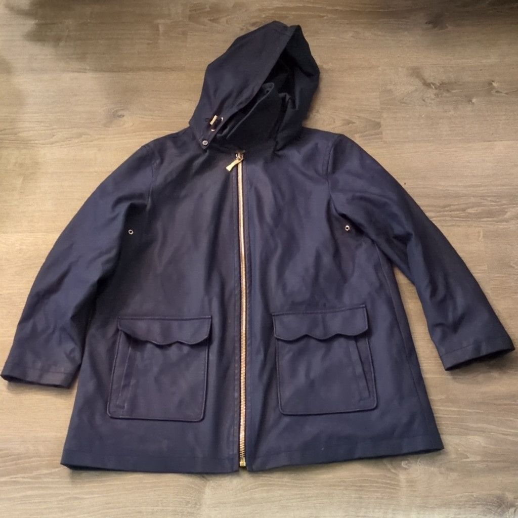 Kate Spade Kate Spade New York Navy Scalloped Rain/Trench Coat Sz Large Size L / US 10 / IT 46 - 2 Thumbnail