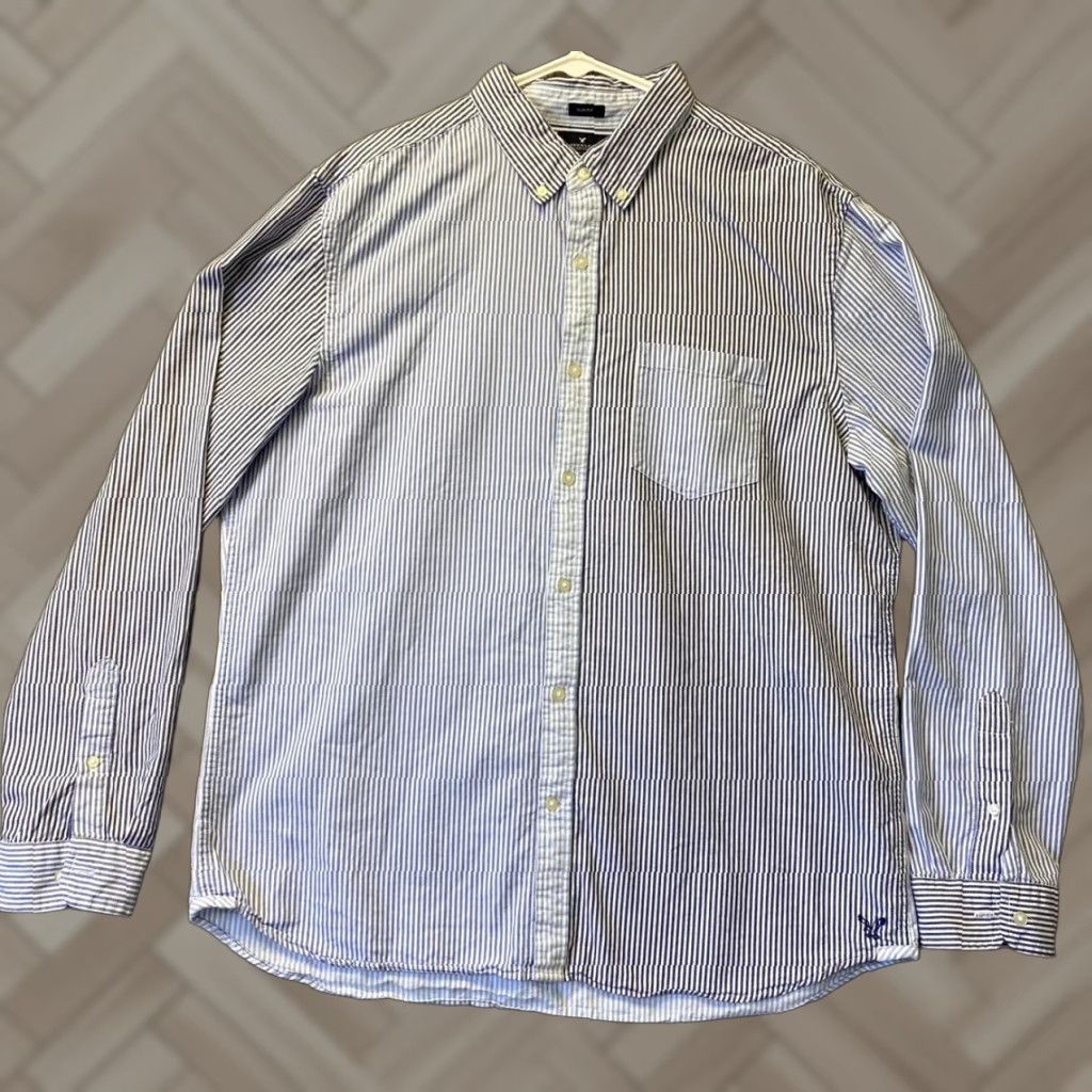 American Eagle Outfitters American Eagle Outfitters Button Down Shirt Mens XL Blue Striped Fit Long Sleeve Size US XL / EU 56 / 4 - 1 Thumbnail