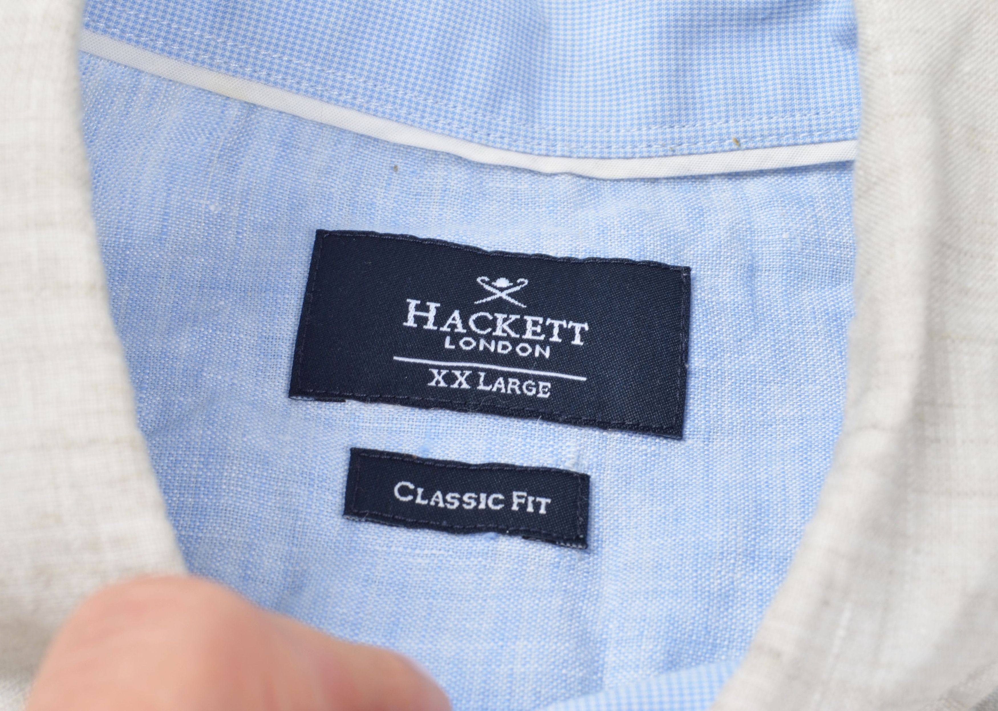 Hackett Men's Hackett London Light Gray Linen Button Down Shirt Size US XXL / EU 58 / 5 - 5 Thumbnail