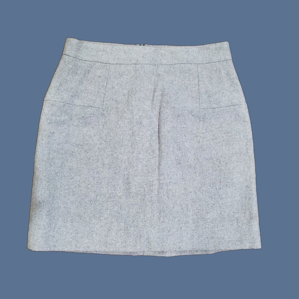 J.Crew J.CREW Skirt Womens 0 Gray Pencil Wool Polyester Short Zip Slit Twill Dry Clean Only Vintage No Size 25" / US 0 / IT 36 - 1 Thumbnail