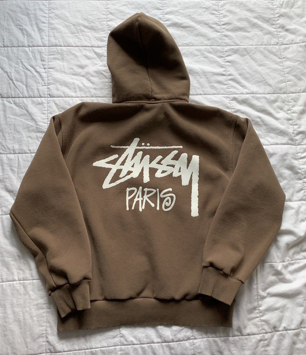 Rare × Stussy Stüssy Paris Brown Hoodie | Grailed