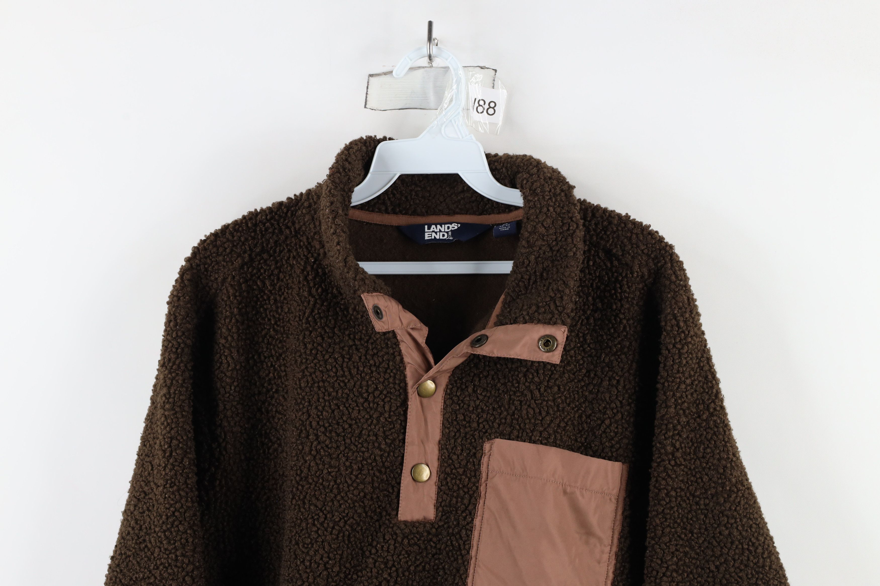 Lands' End × Vintage Vintage Lands End Pile Fleece Snap Button Pullover Sweater Size US M / EU 48-50 / 2 - 2 Thumbnail