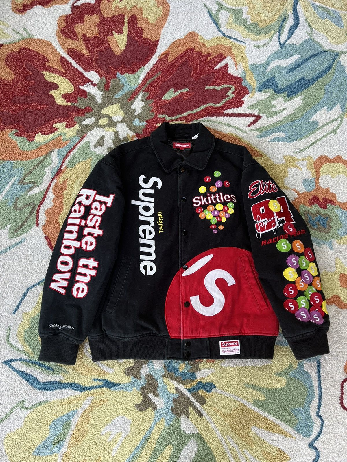 【最終値下げ！】Supreme Skittles VarsityJacket M Supreme X Mitchell & Ness X Skittles Varsity Jacket Black