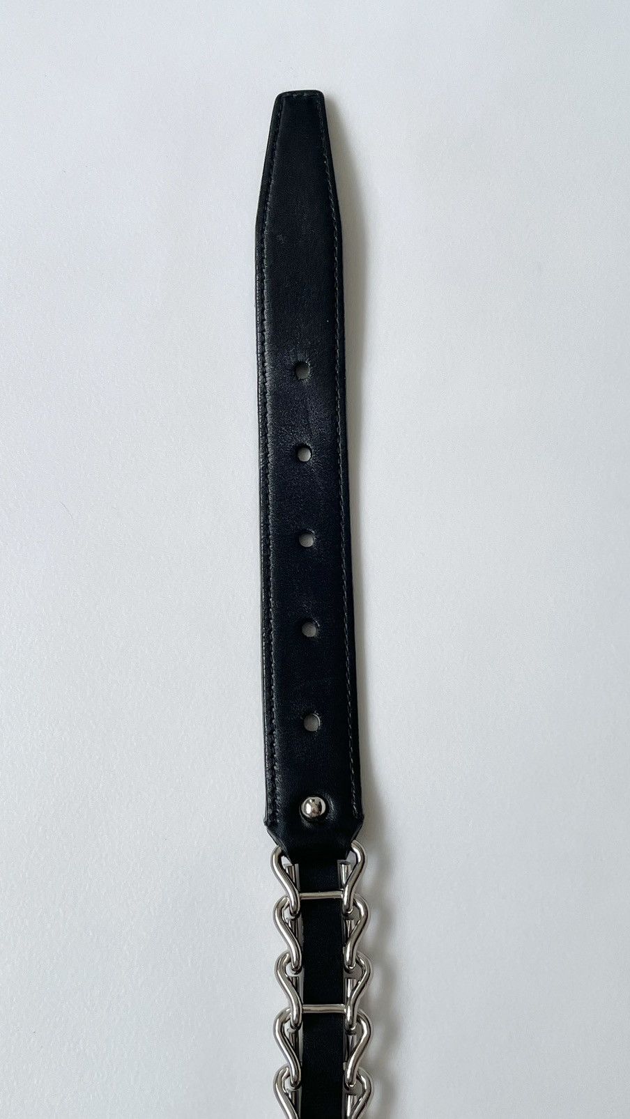 Miu Miu Miu Miu Metal Chain Black Leather Belt Size 30 - 13 Thumbnail