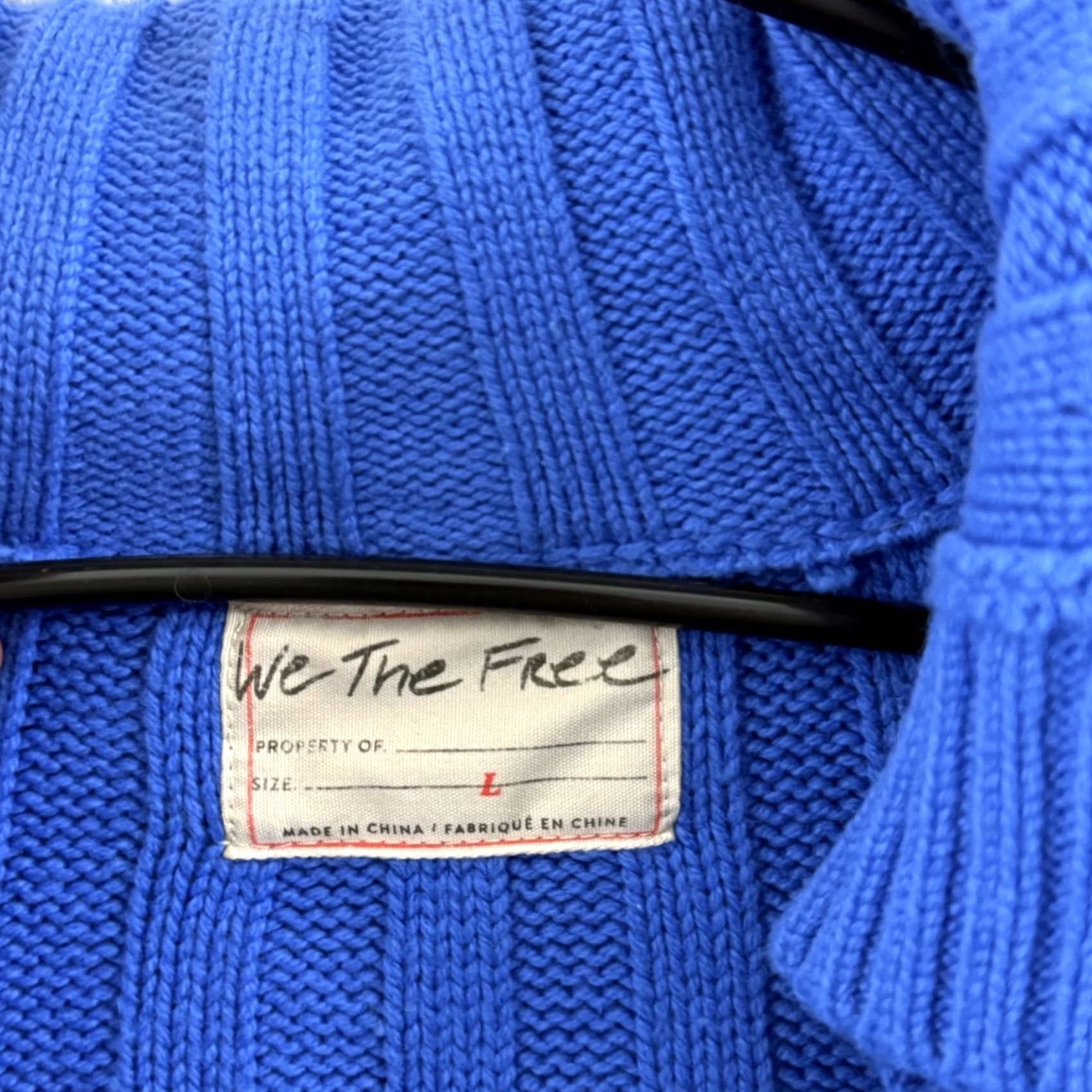 Free People Free People We The Free Rudi Funnel Neck Sweater Womens Large Blue Knit Cropped Size L / US 10 / IT 46 - 6 Thumbnail