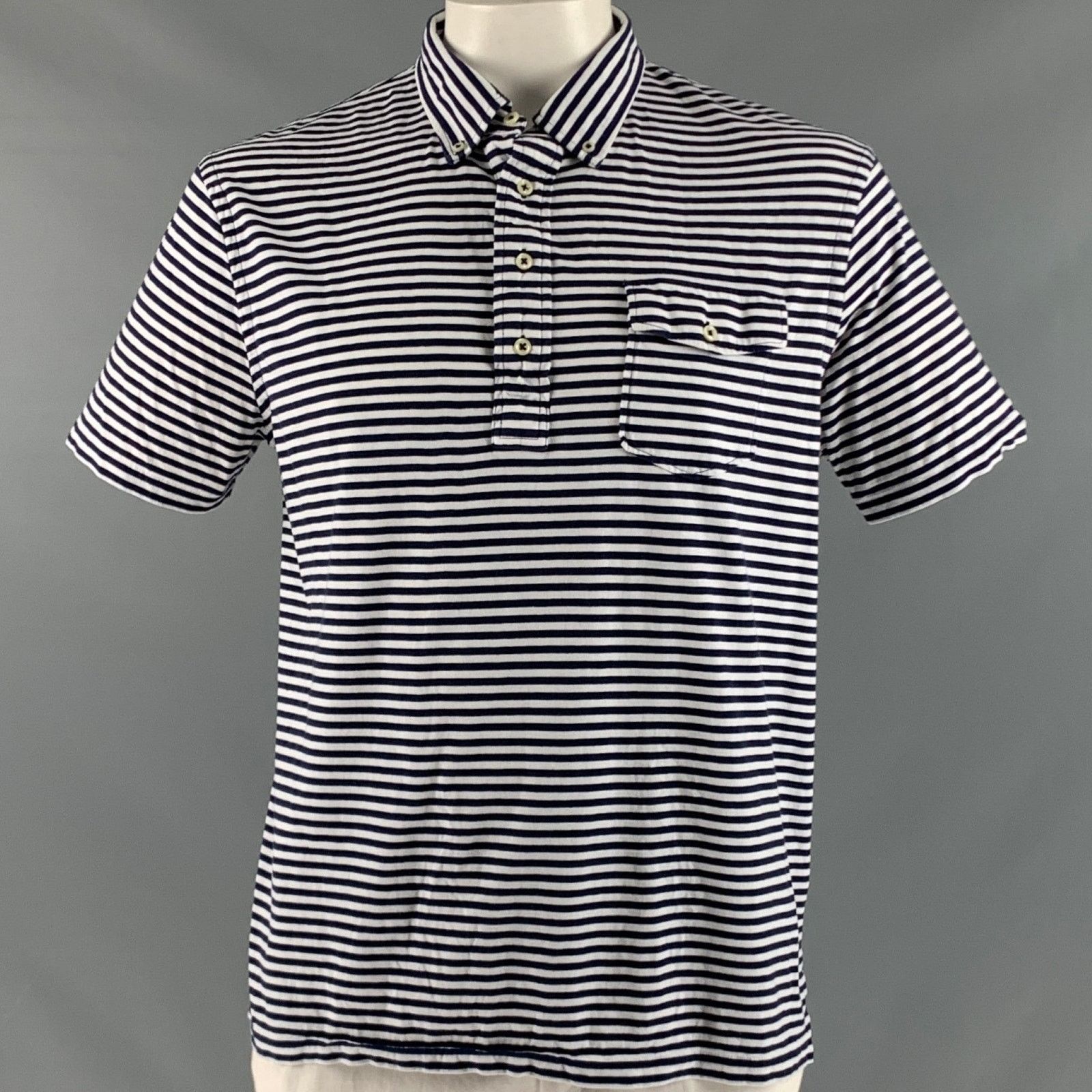 Ralph Lauren Size XL Navy White Stripe Cotton Short Sleeve Polo Size US XL / EU 56 / 4 - 1 Thumbnail