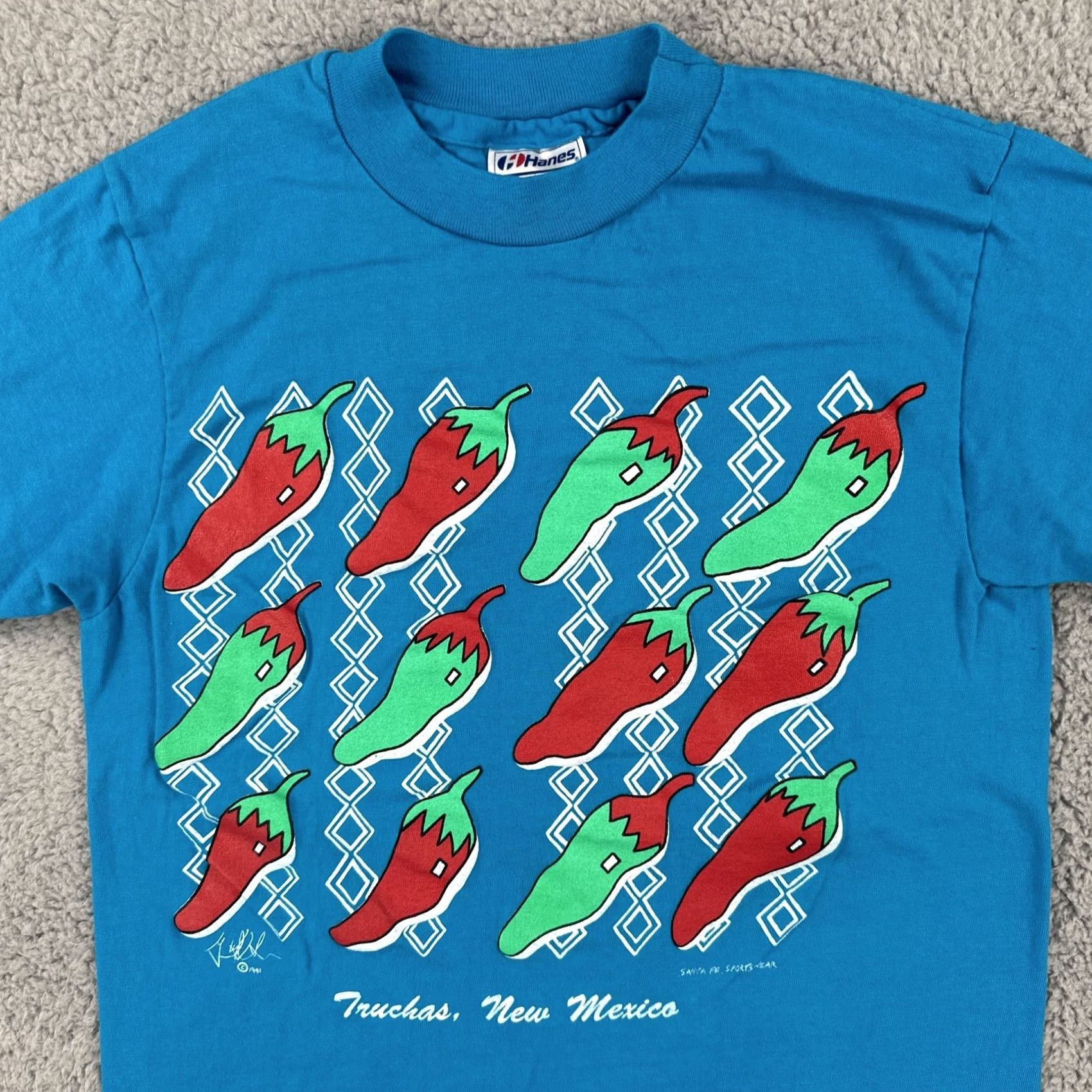 Hanes VINTAGE Hanes Beefy-T Mens S Blue T Shirt Single Stitch Made In USA 1990s Graphic Tee Cotton Blend Short Sleeve Mens Size US S / EU 44-46 / 1 - 6 Thumbnail