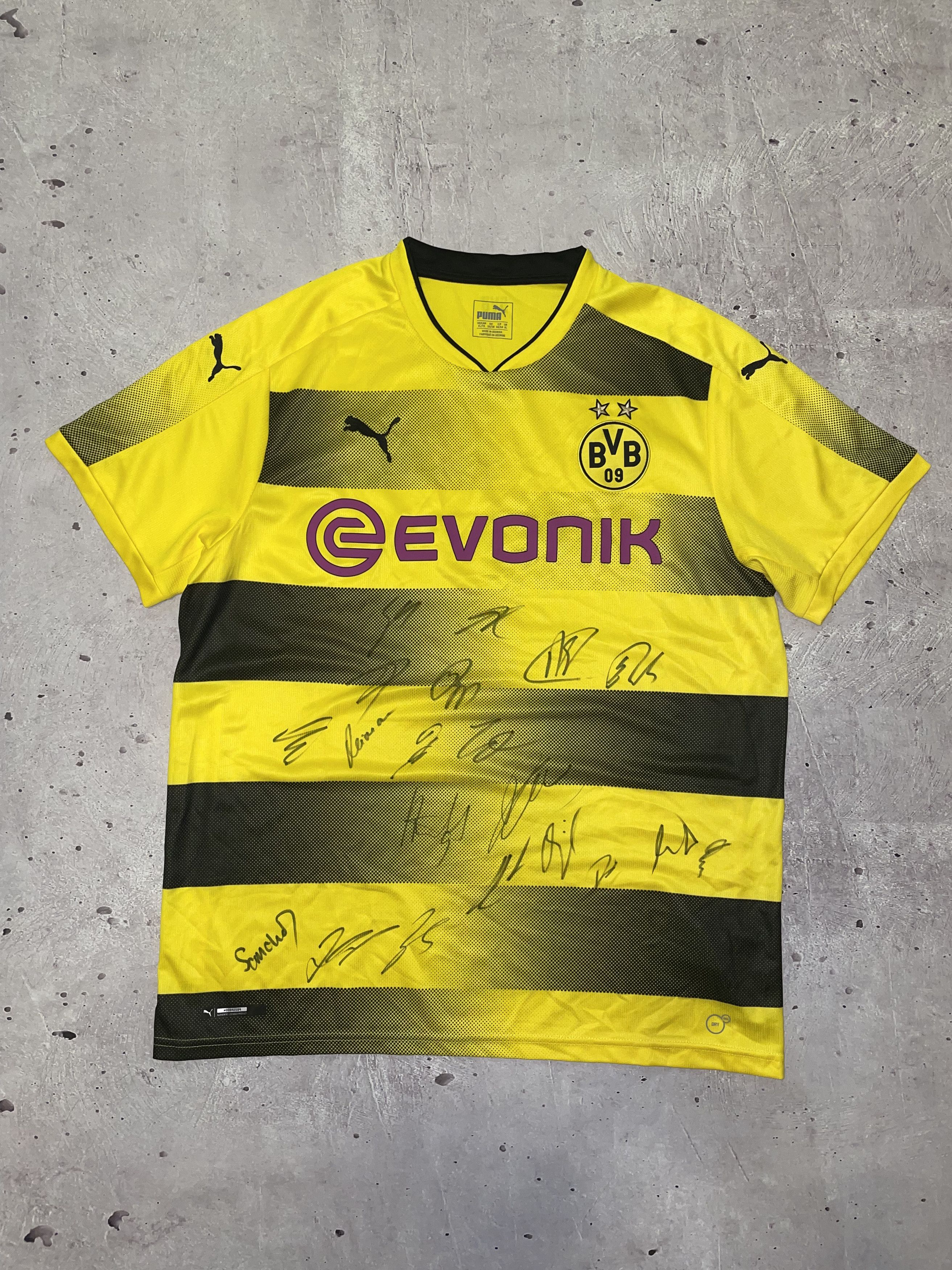 image of Borussia Dortmund Bvb Signed Autograph Soccer Jersey in Yellow, Men's (Size XL)