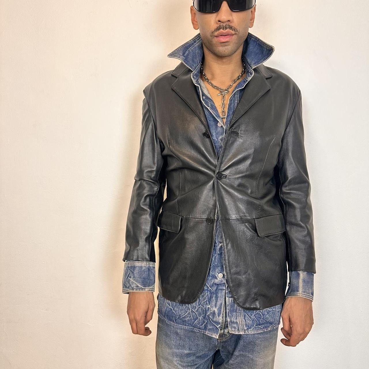 Sisley Vintage Sisley Black Leather Blazer - Medium Size US M / EU 48-50 / 2 - 6 Thumbnail