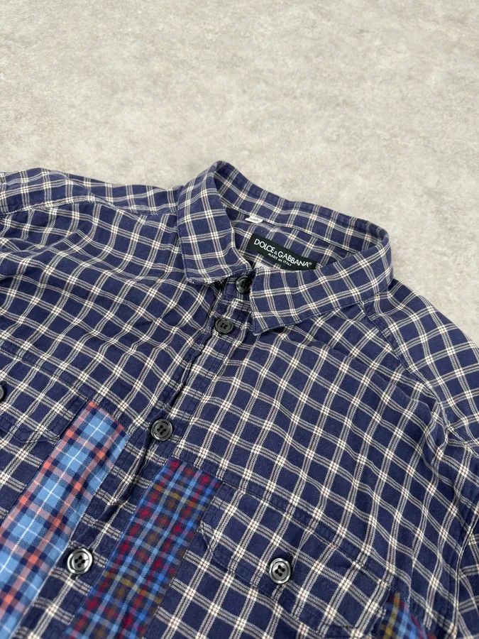 Dolce & Gabbana 2000s Dolce & Gabbana Blue Irregular Checkered Shirt Size US M / EU 48-50 / 2 - 5 Thumbnail