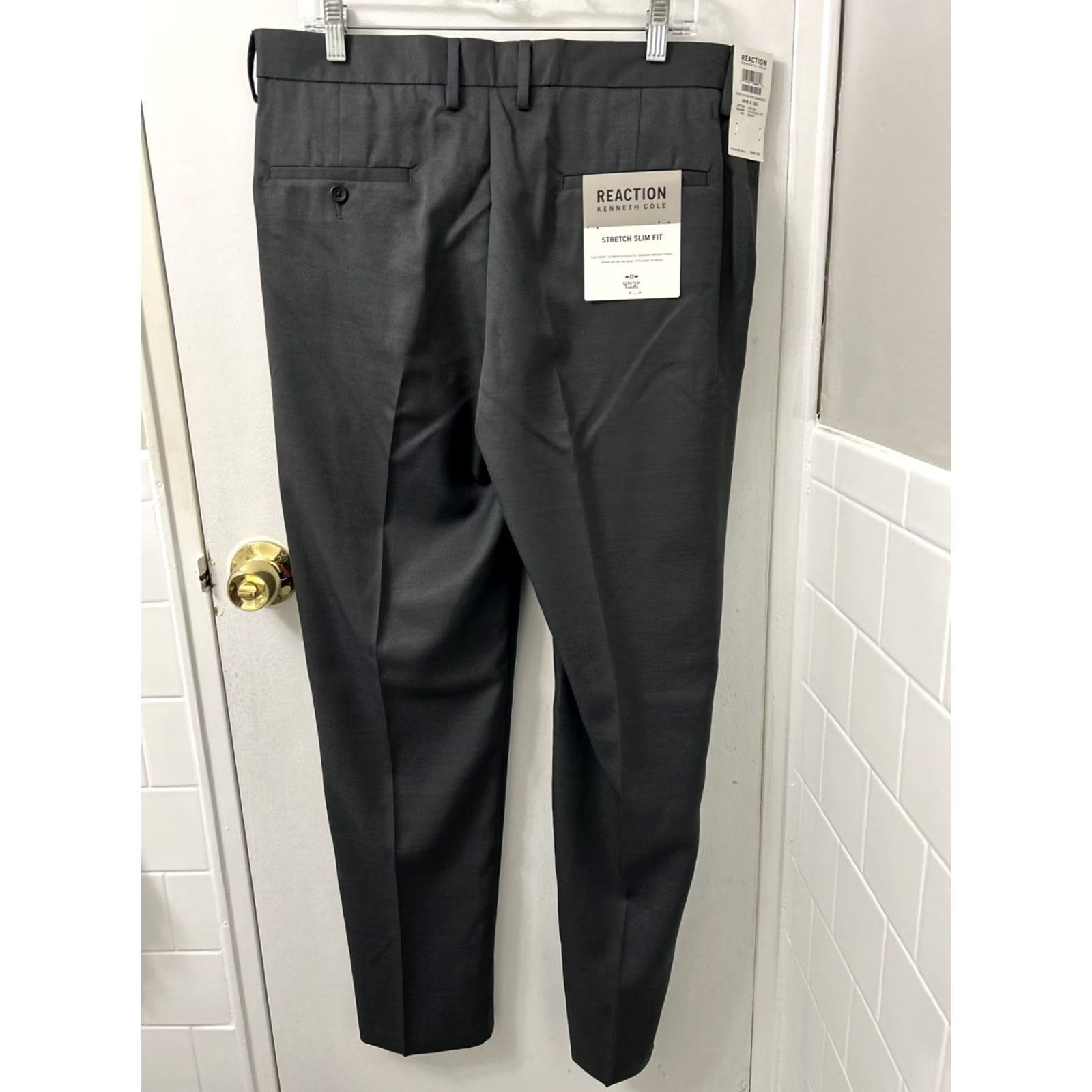Kenneth Cole Kenneth Cole Reaction Pants Mens Sz 36x32 Gray Stretch Slim Fit YKK Flat Front Size US 36 / EU 52 - 4 Thumbnail