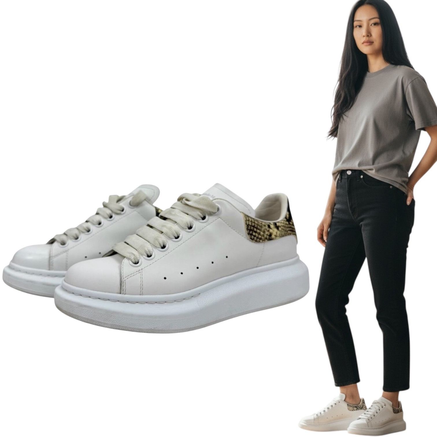 Alexander Mcqueen Larry Oversized Python Sneakers Leather 39