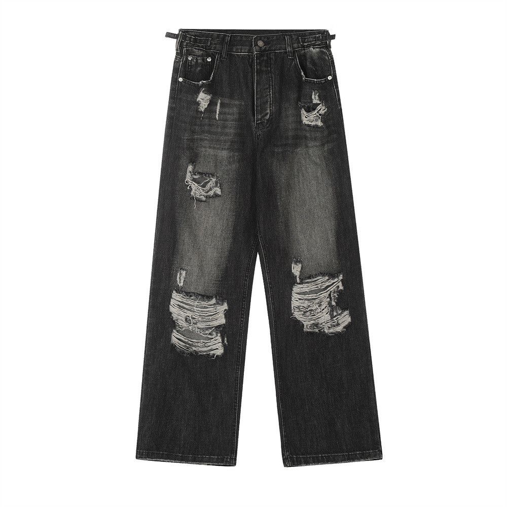 Japanese Brand × Jean Heavy distressed men's retro washed straight ripped jeans Size US 32 / EU 48 - 1 Thumbnail