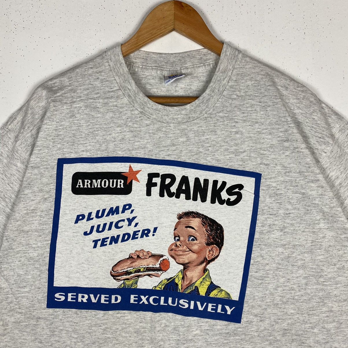 Vintage VINTAGE 90's ARMOUR FRANKS SERVED EXCLUSIVELY POSTER TEE Size US XL / EU 56 / 4 - 3 Thumbnail