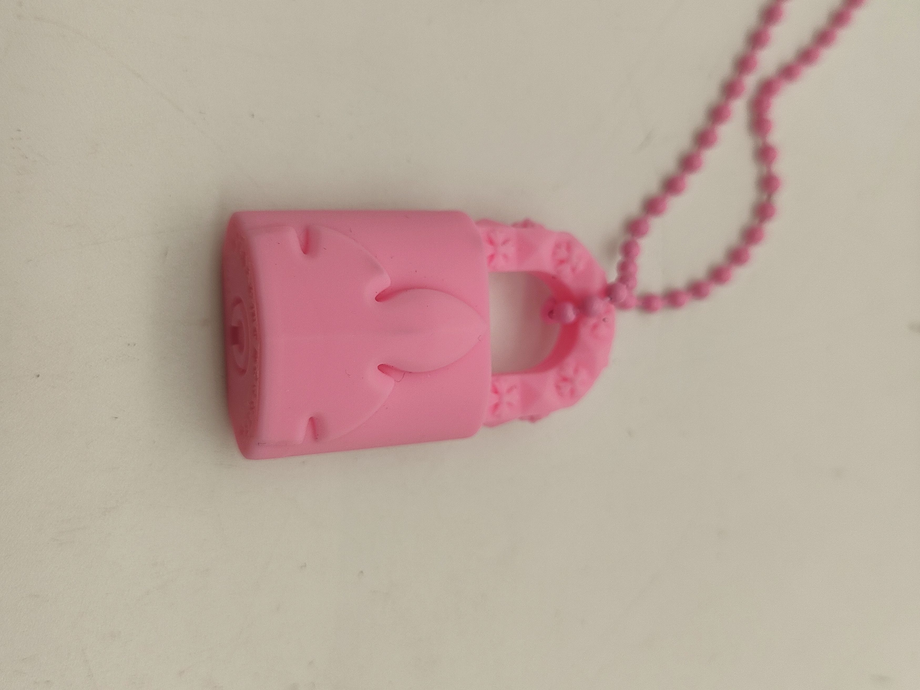 Chrome Hearts Chrome Hearts Pink Resin Lock Pendant Ball Chain Necklace Size ONE SIZE - 5 Thumbnail
