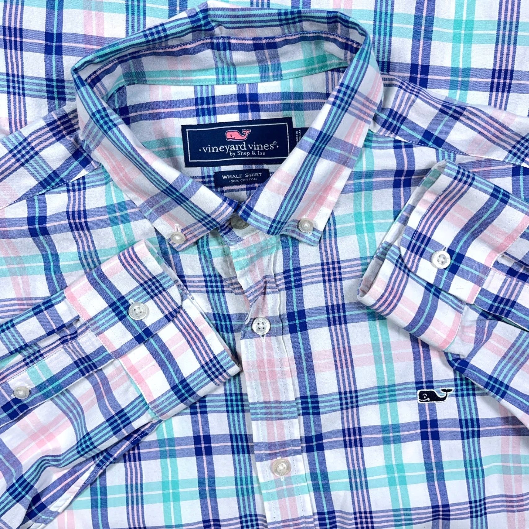 Vineyard Vines VINEYARD VINES Flannel Shirt Men M Button-Up Plaid Blue Logo 90s Preppy Style Size US M / EU 48-50 / 2 - 2 Thumbnail