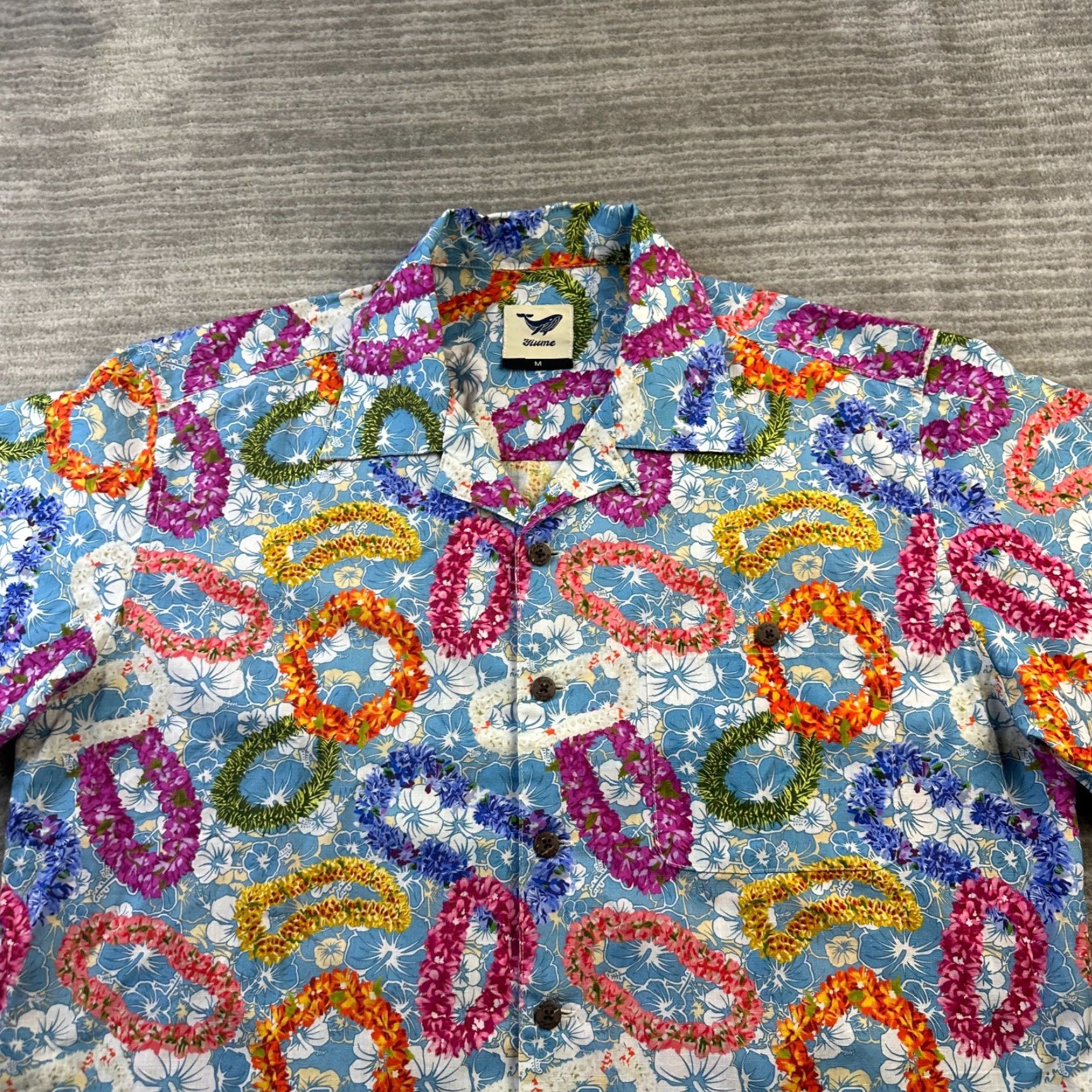 Vintage Yiume Shirt Mens M Blue Floral Hawaiian Button-Up Cotton Short Sleeve Casual Party/Cocktail Size US M / EU 48-50 / 2 - 3 Thumbnail