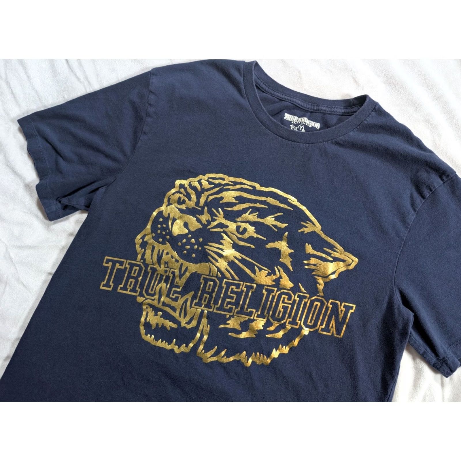True Religion True Religion T-Shirt Men’s Shirt Short Sleeve Crew Neck Logo Tiger Tattoo Graphic Print Blue Medium Size US M / EU 48-50 / 2 - 2 Thumbnail
