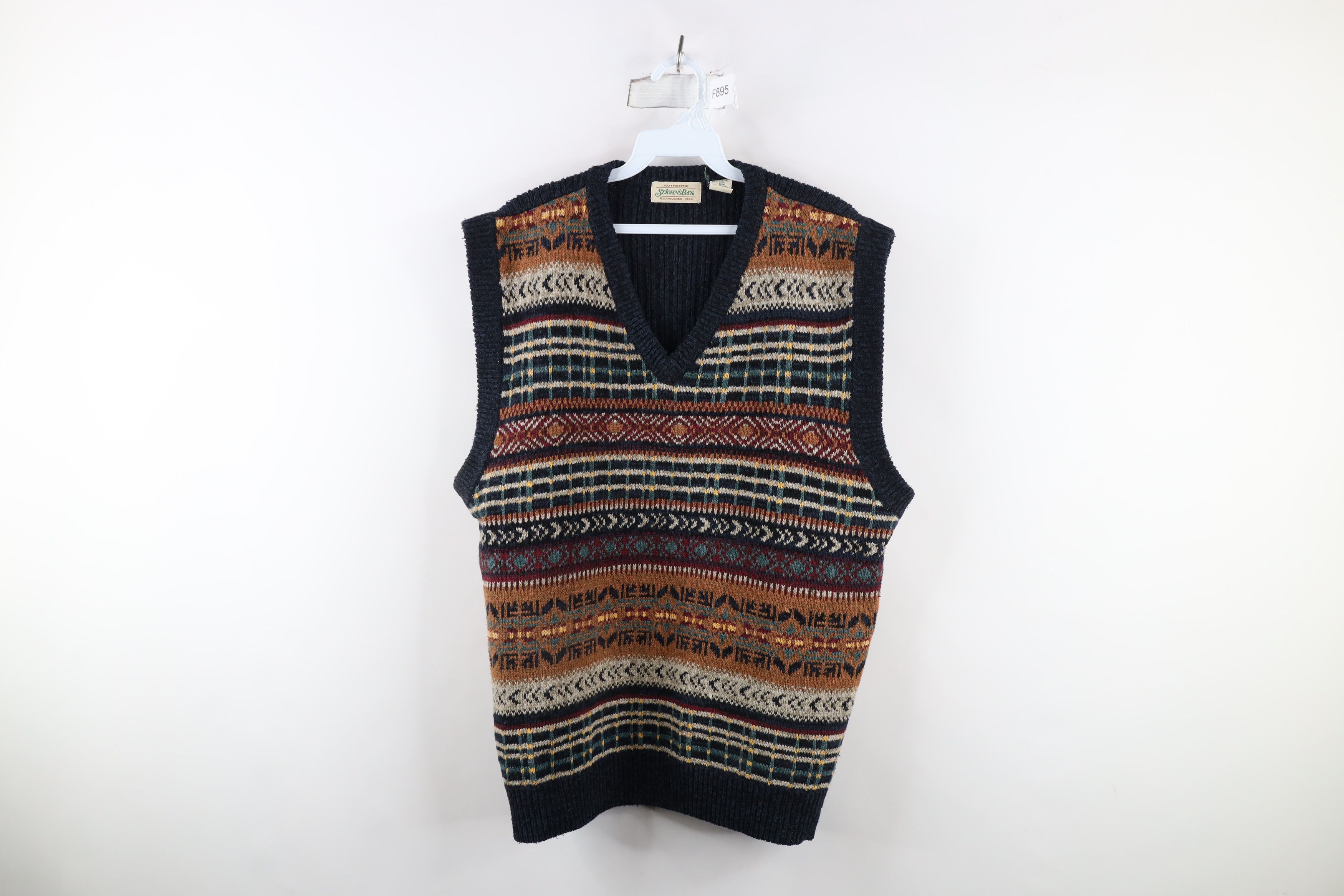 Vintage 90s Streetwear Knit Rainbow Fair Isle Sweater Vest