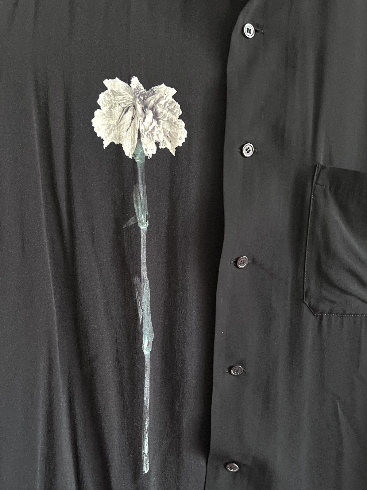 Yohji Yamamoto Yohji Yamamoto - Rayon One White Flower Long Blouse Shirt Size US M / EU 48-50 / 2 - 11 Thumbnail