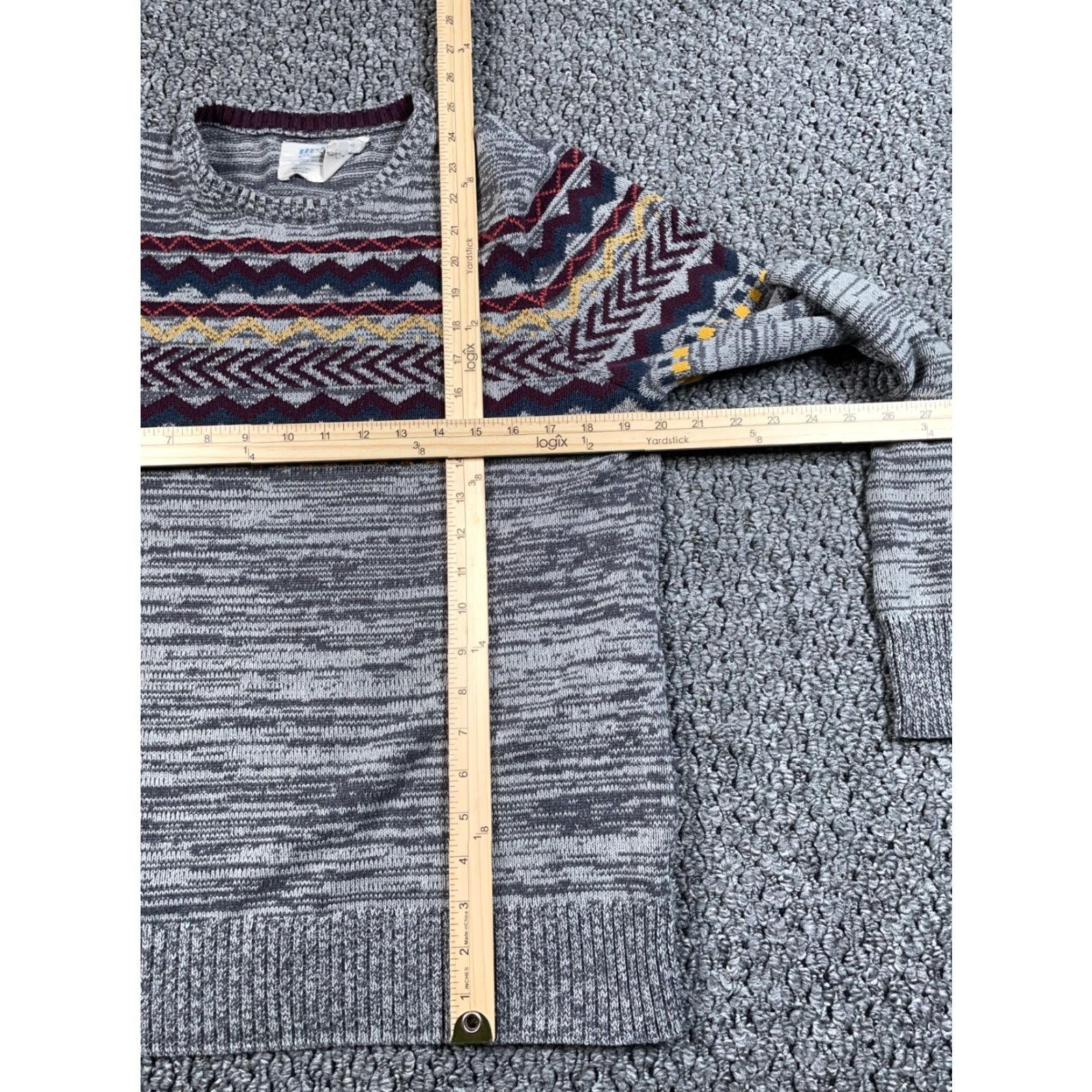 Vintage Urban Pipeline Sweater Adult Medium Gray Marled Fair Isle Pattern Cotton Knit Ski Size US M / EU 48-50 / 2 - 5 Thumbnail
