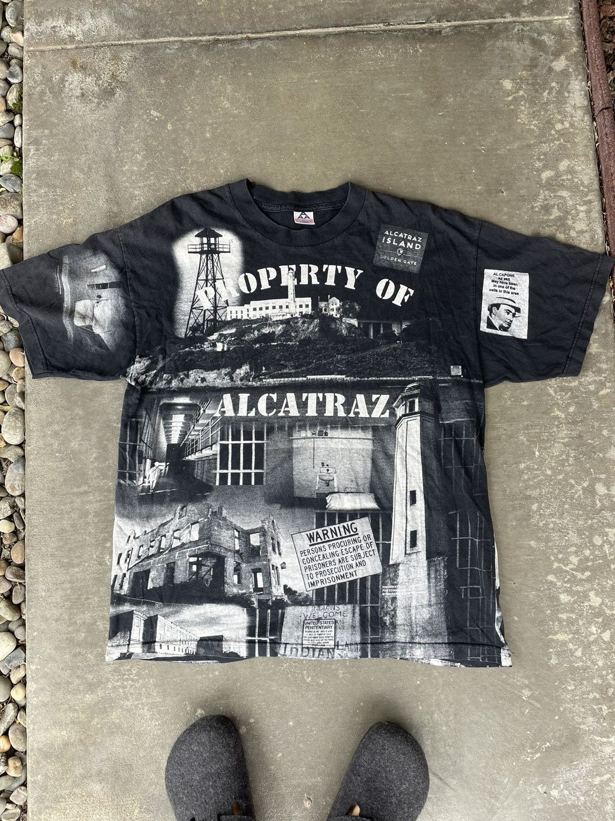 image of Vintage Alcatraz Aop Shirt in Black, Men's (Size XL)