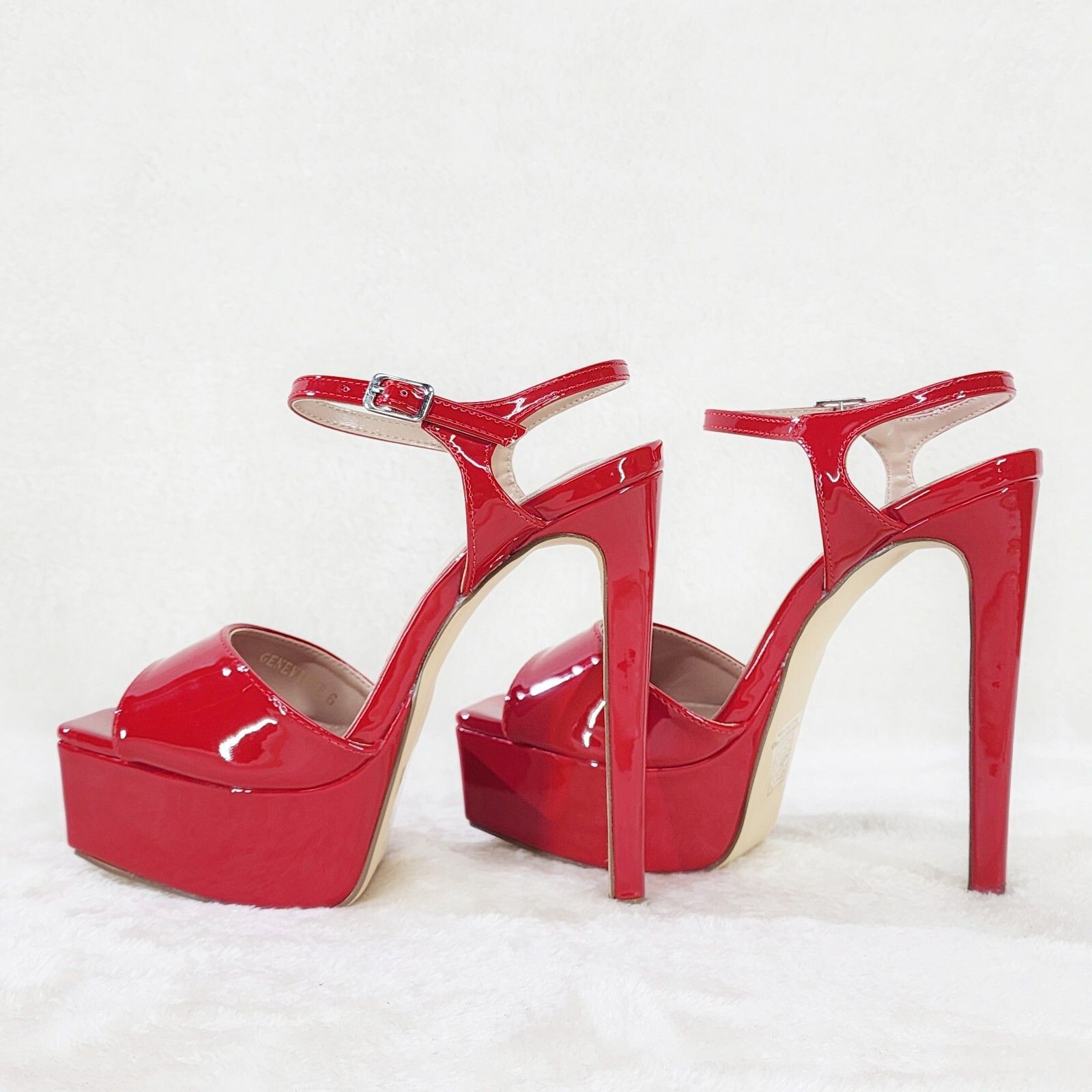 Other Gwen Glossy Red Patent Platform Open Toe 6" Stiletto High He Size US 7 / IT 37 - 1 Thumbnail