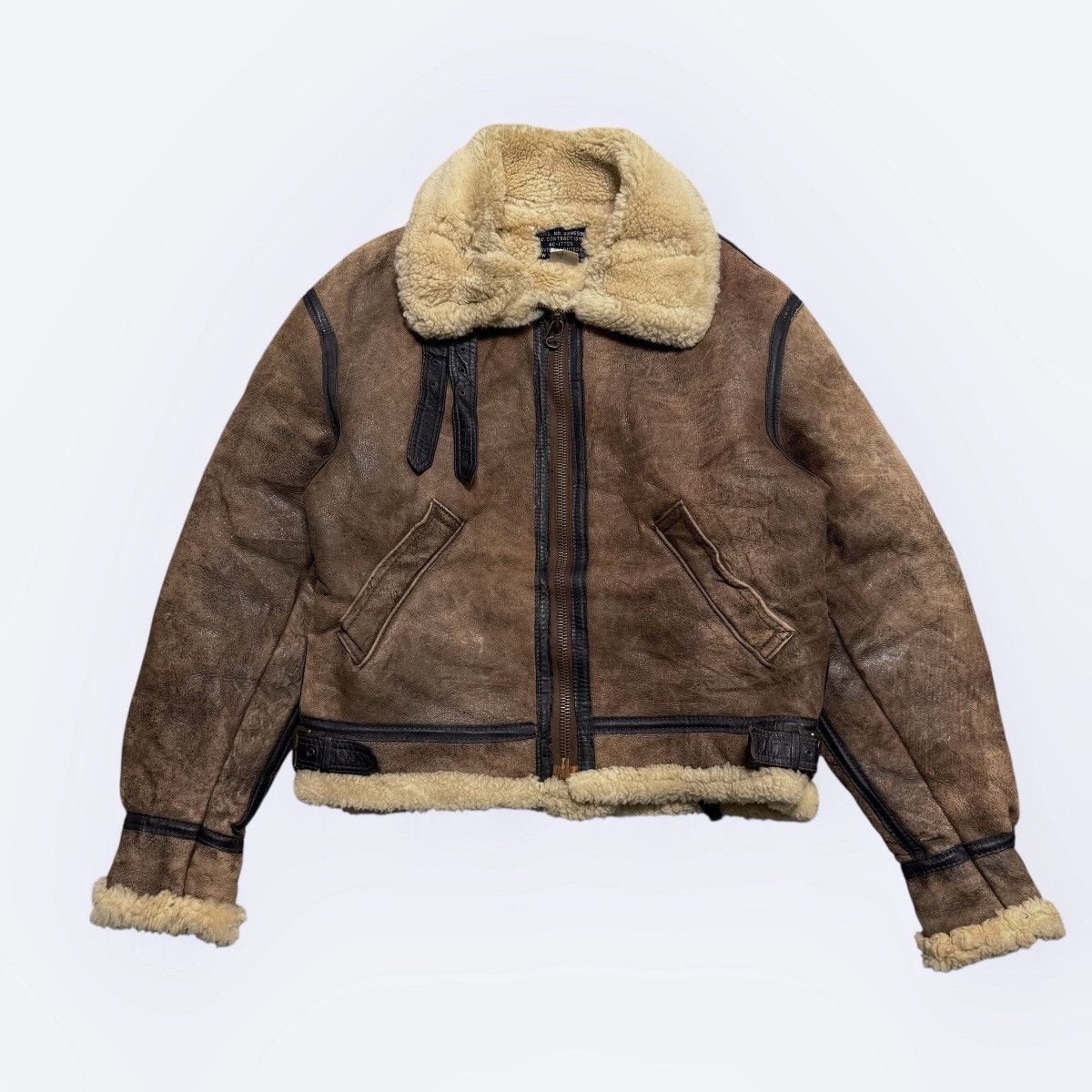 Avirex Vintage 80s Avirex Scovill Zipper Sheepskin Mouton B3 Jacket Size US S / EU 44-46 / 1 - 1 Thumbnail