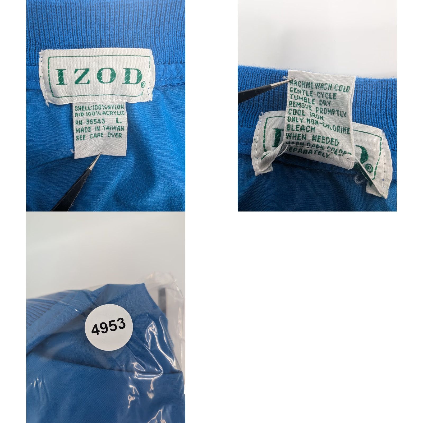 Izod VINTAGE IZOD Jacket Men L Blue Windbreaker Golf Pullover V-Neck Nylon Size US L / EU 52-54 / 3 - 9 Thumbnail