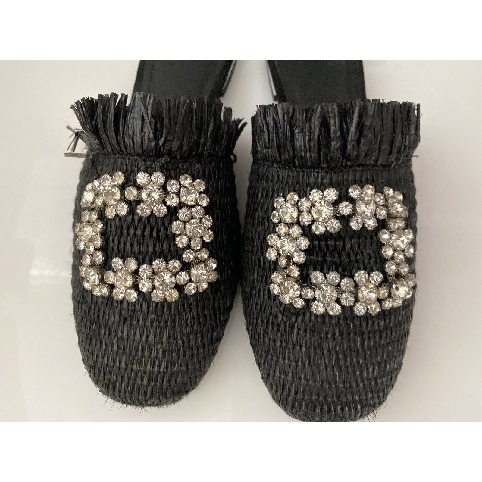 Vintage Bibi Lou Raffia Gem Jeweled Mule Slide Slip On Slipper Shoes Size US 6 / IT 36 - 21 Thumbnail