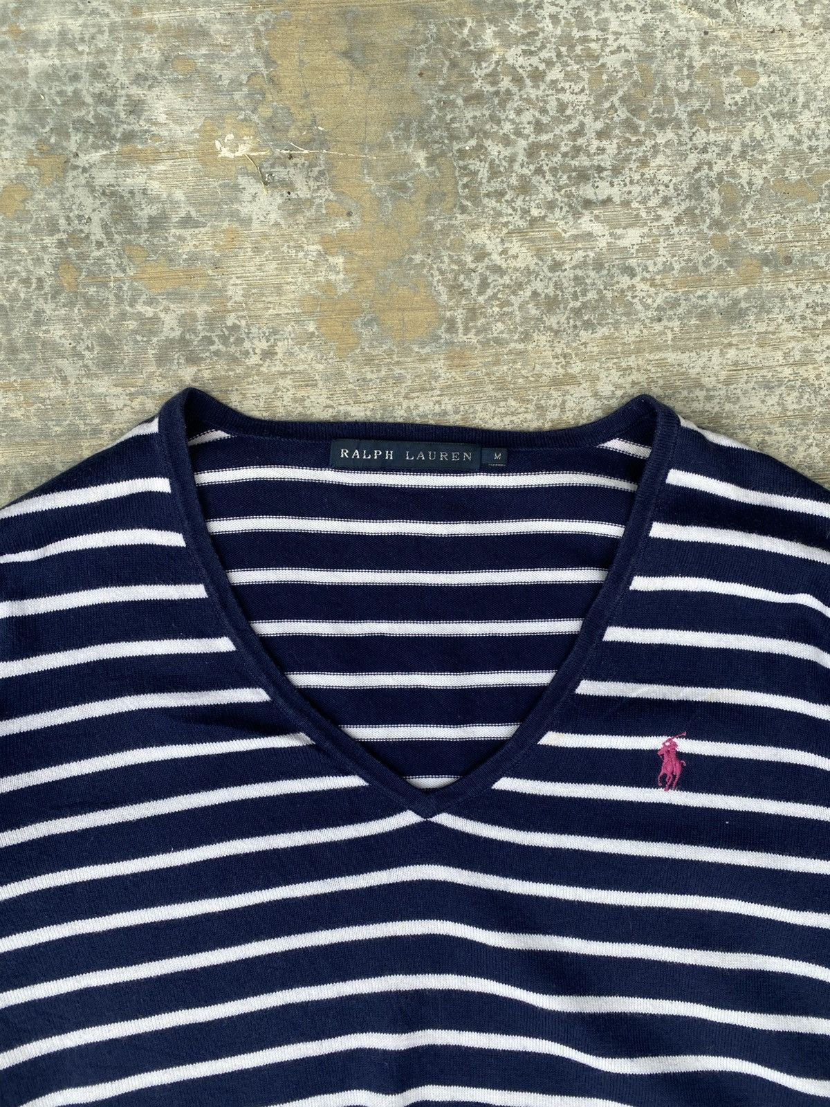 Ralph Lauren Ralph lauren blue striped cotton vneck sweater Size M / US 6-8 / IT 42-44 - 3 Thumbnail