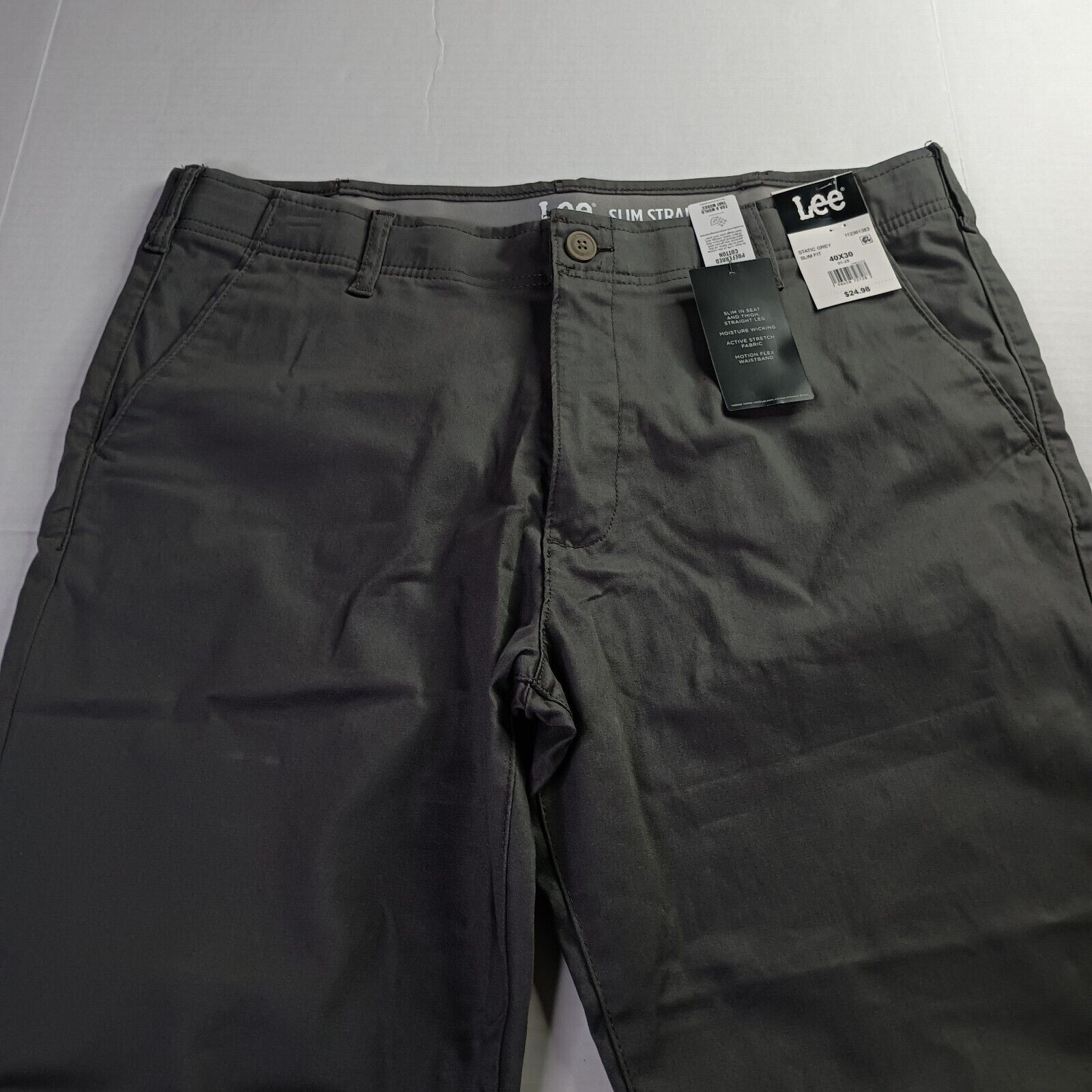 Lee Lee Chino Motion Flex Waistband Pants Men's 40x30 Gray Slim Size US 40 / EU 56 - 4 Thumbnail