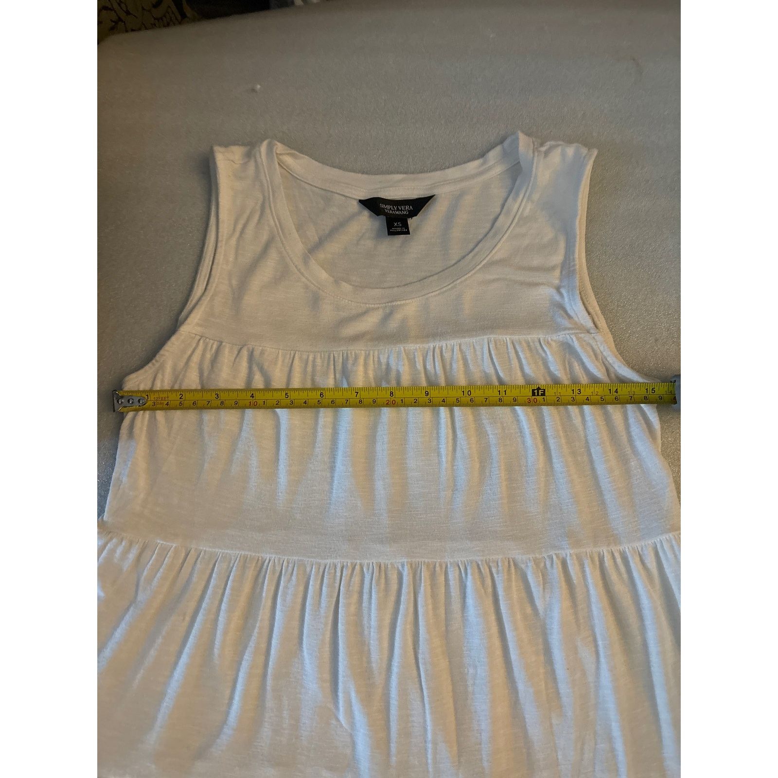 Vera Wang Simply Vera Wang White Tiered Tank Top XS Summer Size XS / US 0-2 / IT 36-38 - 9 Thumbnail