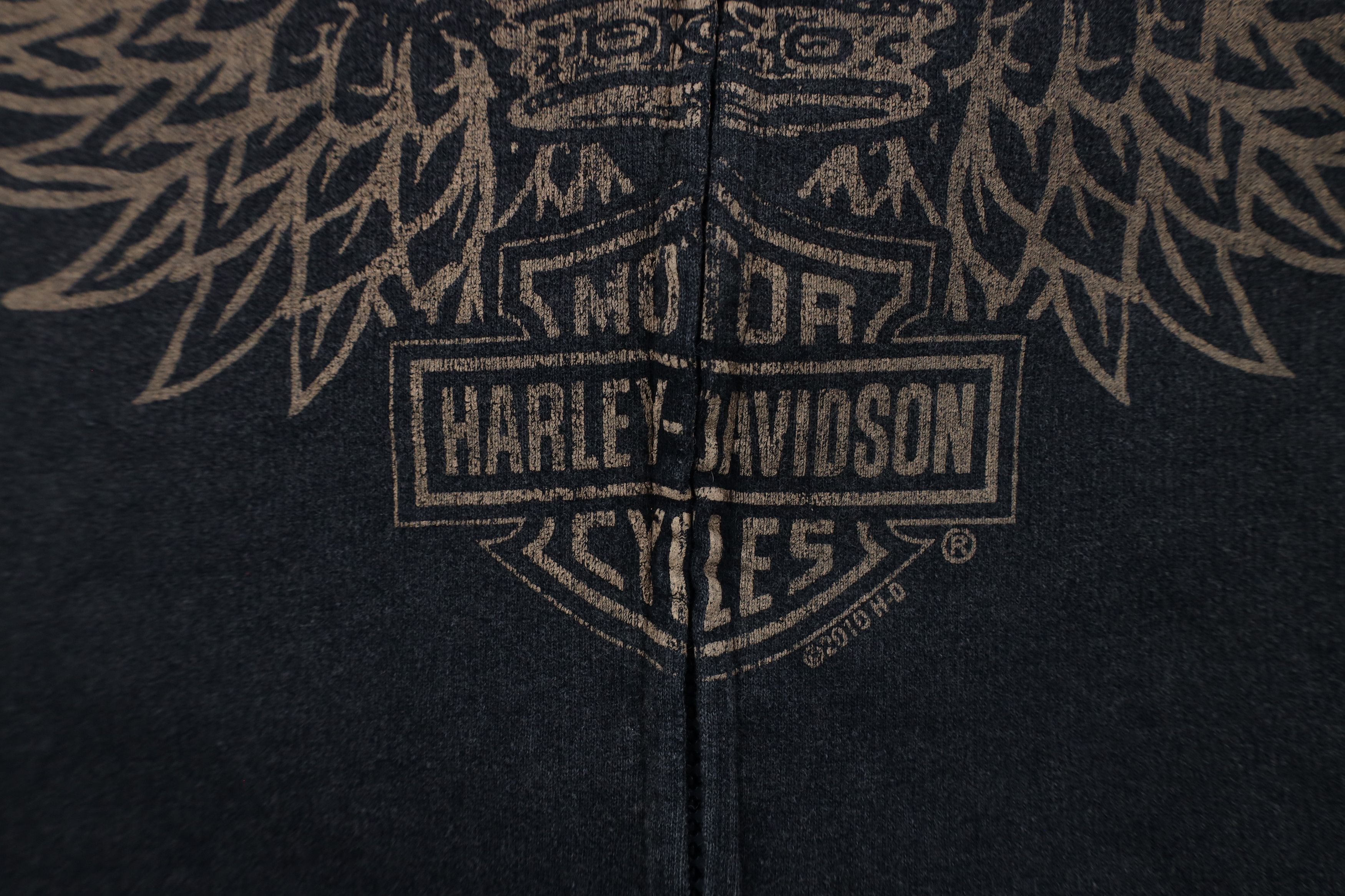 Harley Davidson × Vintage Vintage Y2K Harley Davidson Wash Crown Wings Full Zip Hoodie Size M / US 6-8 / IT 42-44 - 9 Thumbnail