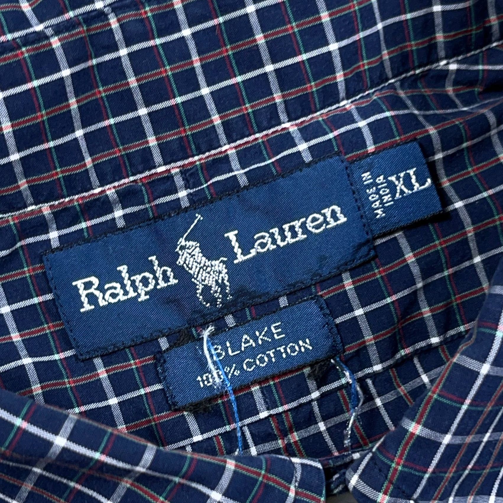 Ralph Lauren Ralph Lauren Shirt Men XL Navy Blue Plaid Button Up Blake Poplin Dress Adult Size 46R - 3 Thumbnail