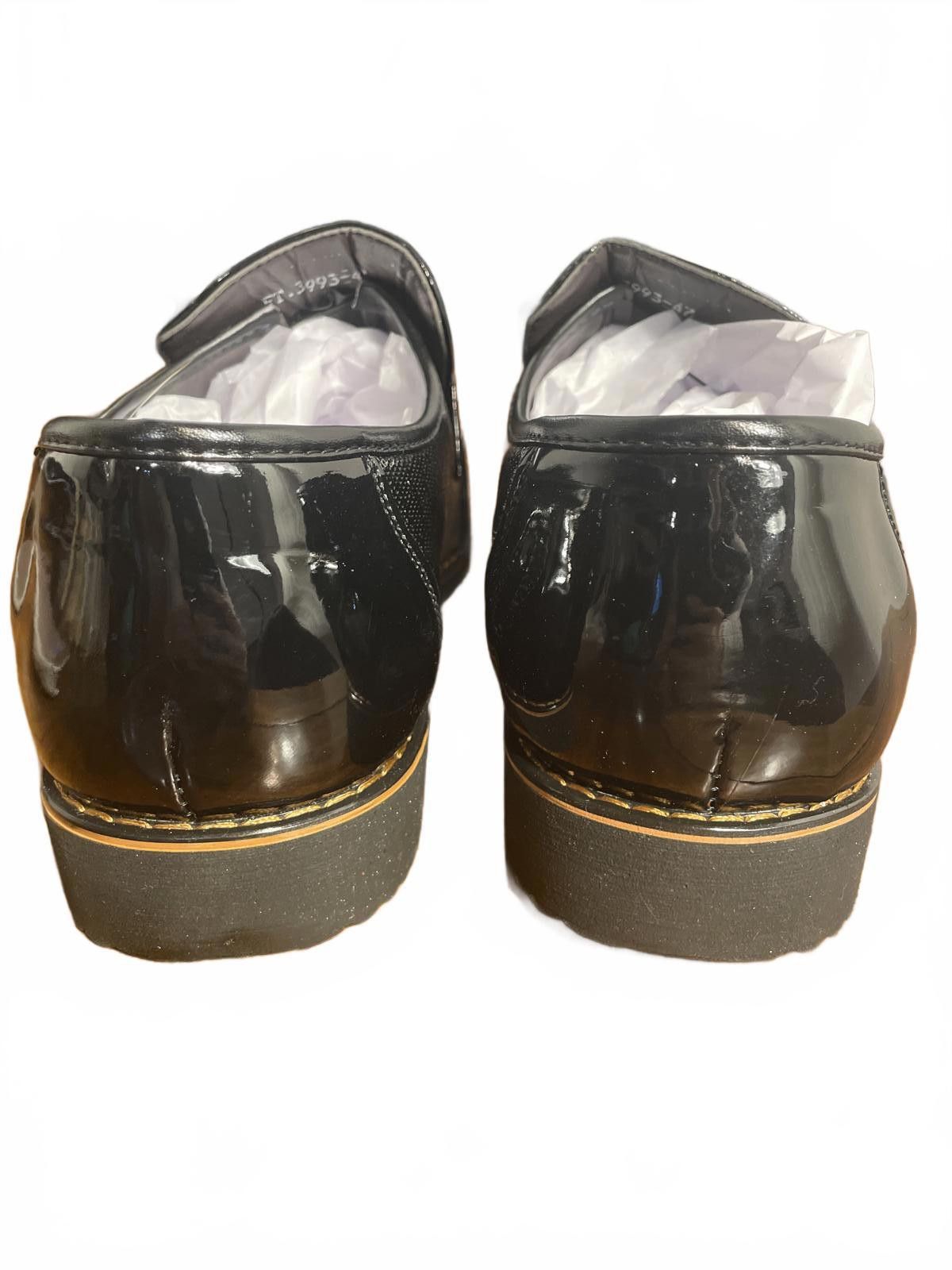 Unknown London Oxford Dress Shoes Men's Sz 12 Black Slip On Stretch Wedding Size US 12 / EU 45 - 4 Thumbnail