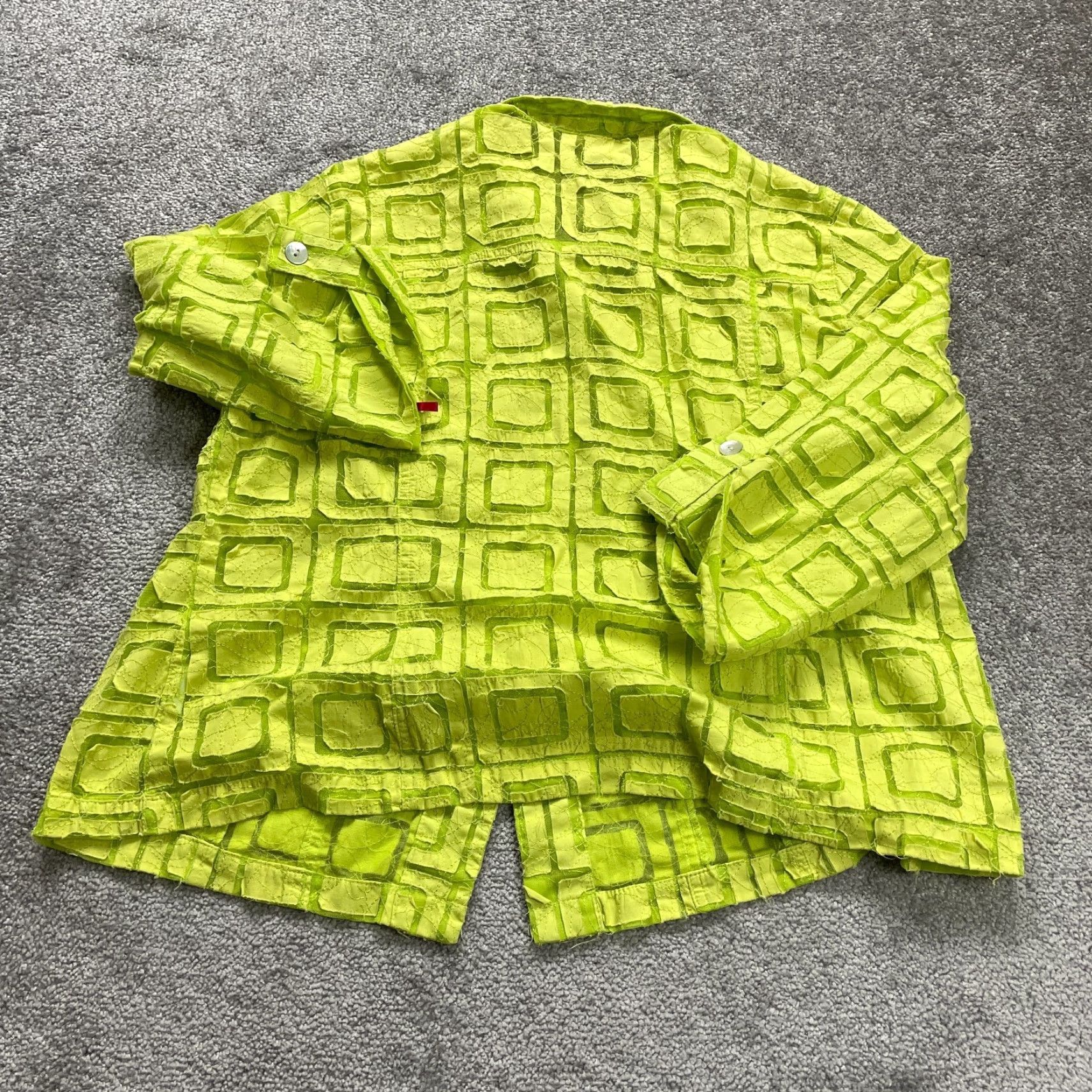 Vintage Ruby Rd. Sheer Button Down Blouse Womens 18W Yellow Lime Long Sleeve Lace Casual Shirt Adult Regular Size XXL / US 16-18 / IT 52-54 - 2 Thumbnail