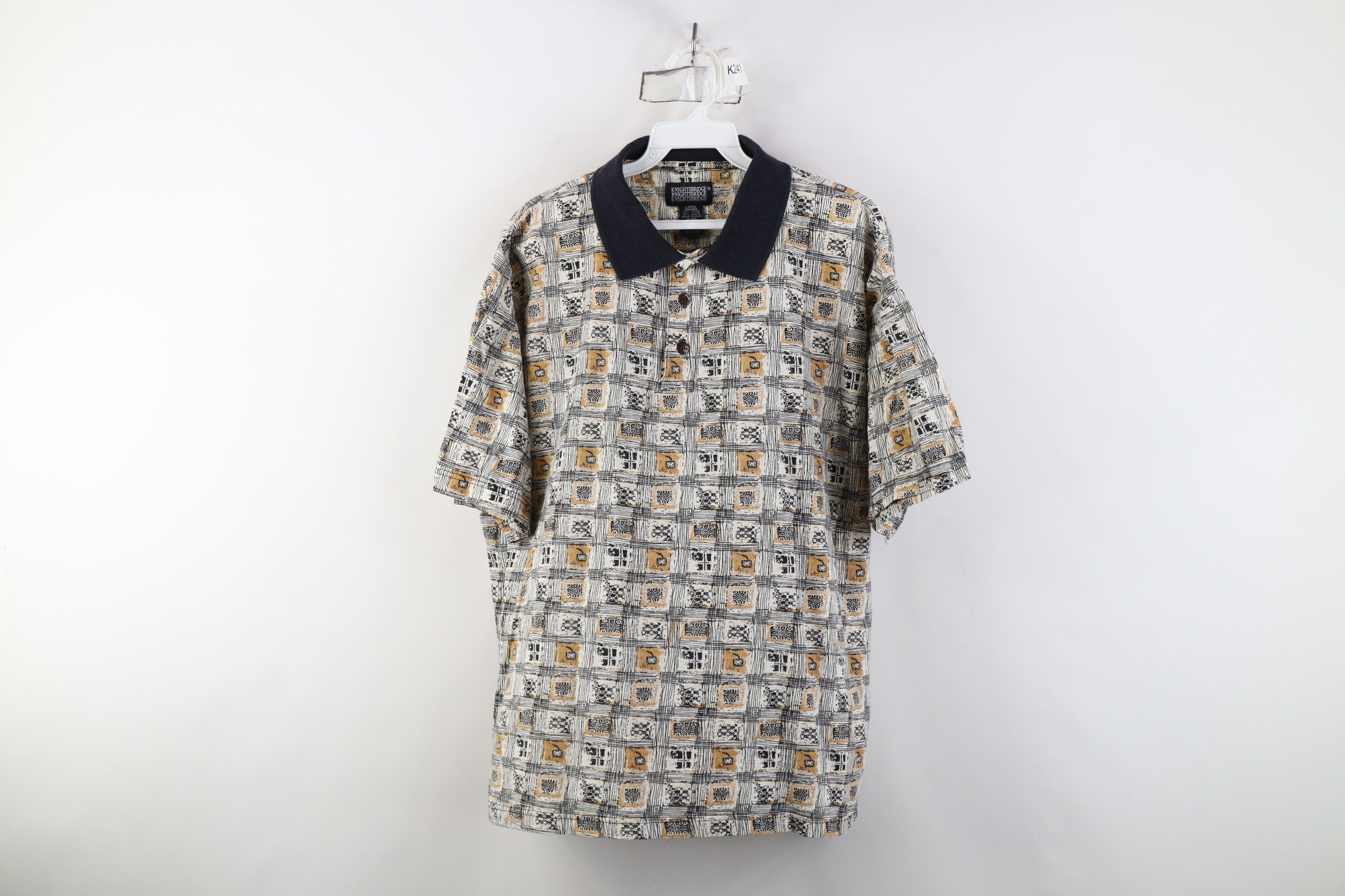 Vintage Vintage 90s Streetwear Geometric Golf Polo Shirt Cotton Size US L / EU 52-54 / 3 - 1 Thumbnail