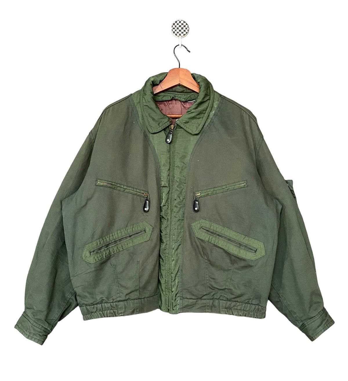 image of Bishop x Bomber Jacket Vintage Mike Birnies Army Bomber Jacket 1990S in Green, Men's (Size Medium)