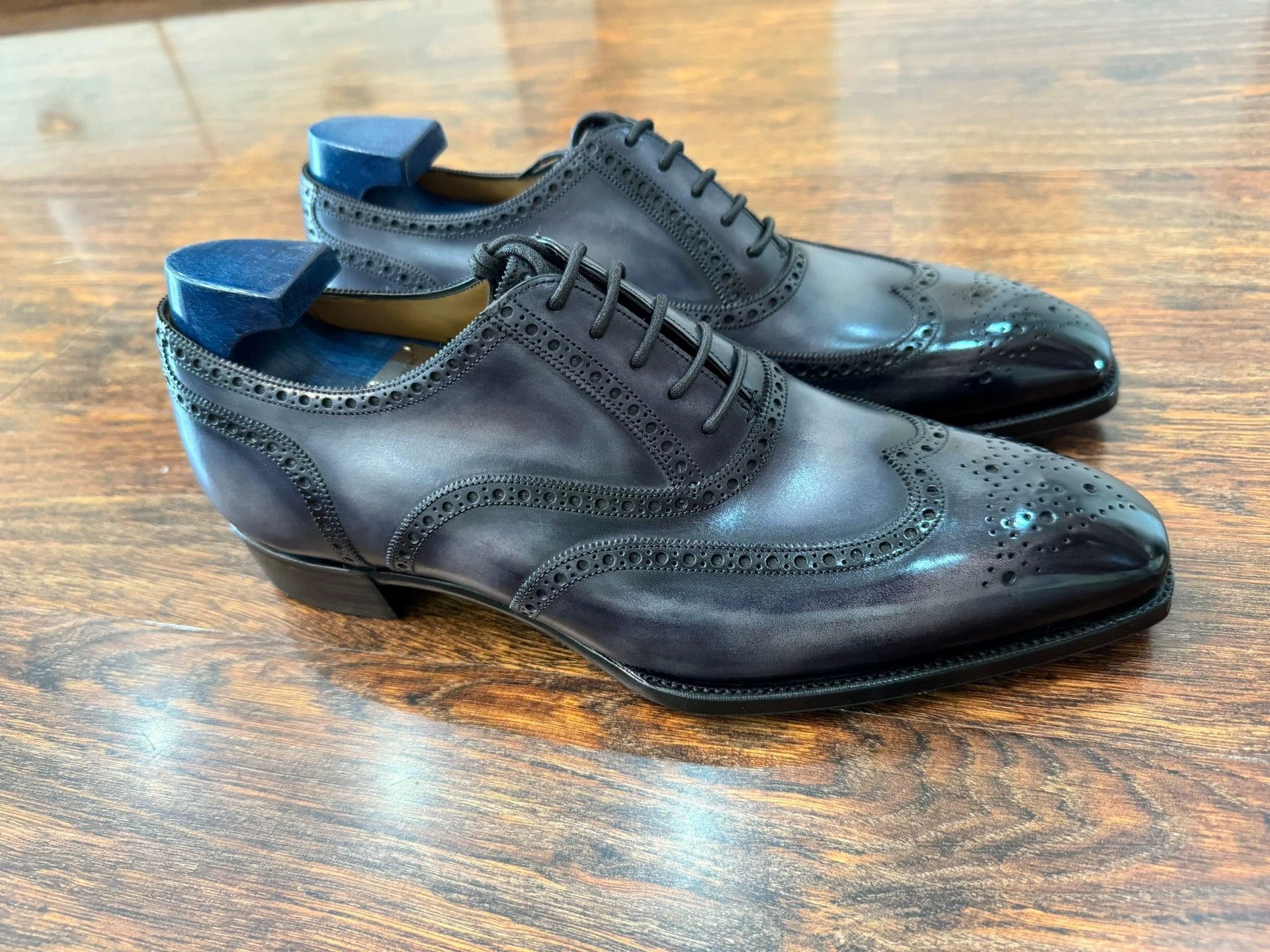 Gaziano & Girling GG Deco MTO UK7 7F Black-Gray Carved Burnished Oxford Size US 7 / EU 40 - 4 Thumbnail