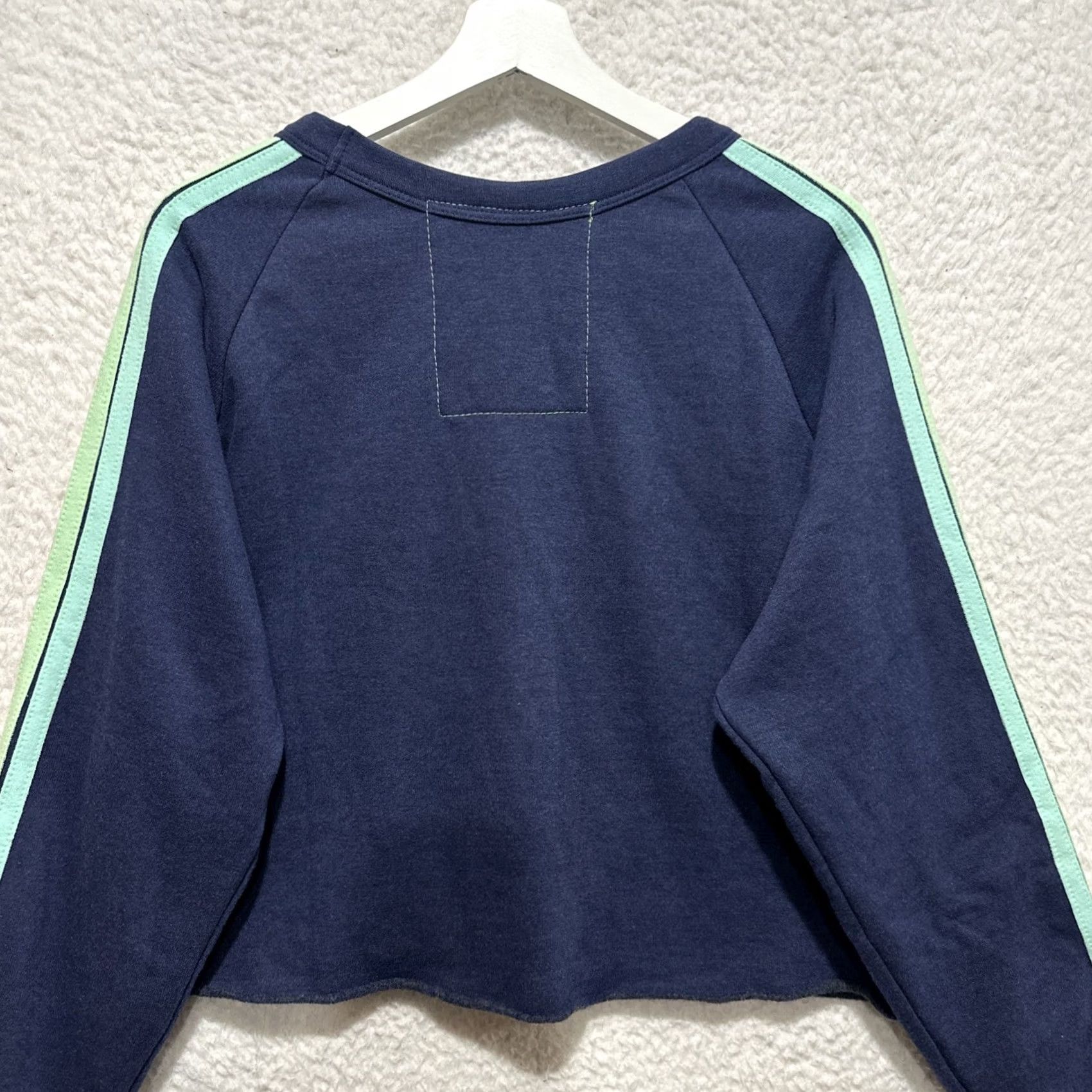 Aviator Nation Aviator Nation Sweatshirt XL Blue Heathered Navy Neon Striped Cropped Cutoff Sweatshirt Women XL Blue Heathered Navy Neon Striped Cropped Cutoff Size XL / US 12-14 / IT 48-50 - 7 Thumbnail